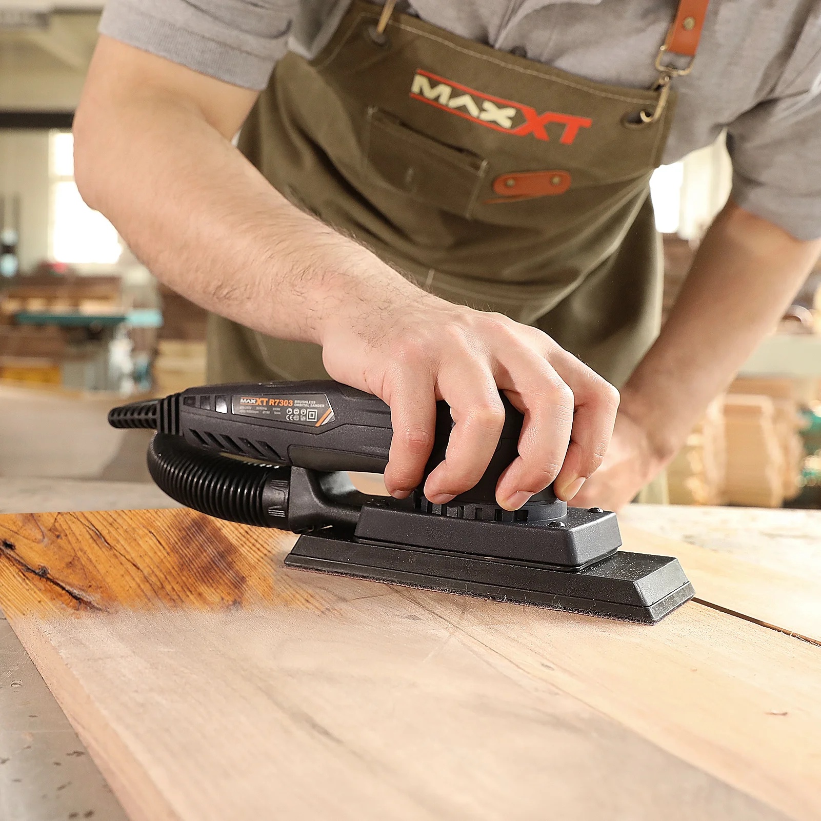 MAXXT Brushless Sheet Sander Electric 3mm Orbital 350W 3A Multi-function 10000RPM Variable Speed Corded Orbital Sanders Machine with 10 Sanding Paper for Woodworking Palm Sander Finishing Sander - Image 6