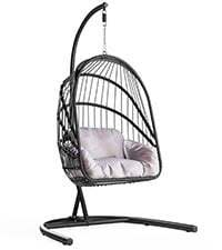 DWVO Wicker Egg Chair, Oversized Indoor Outdoor Lounger for Patio, Backyard, Living Room, Beige - Image 13
