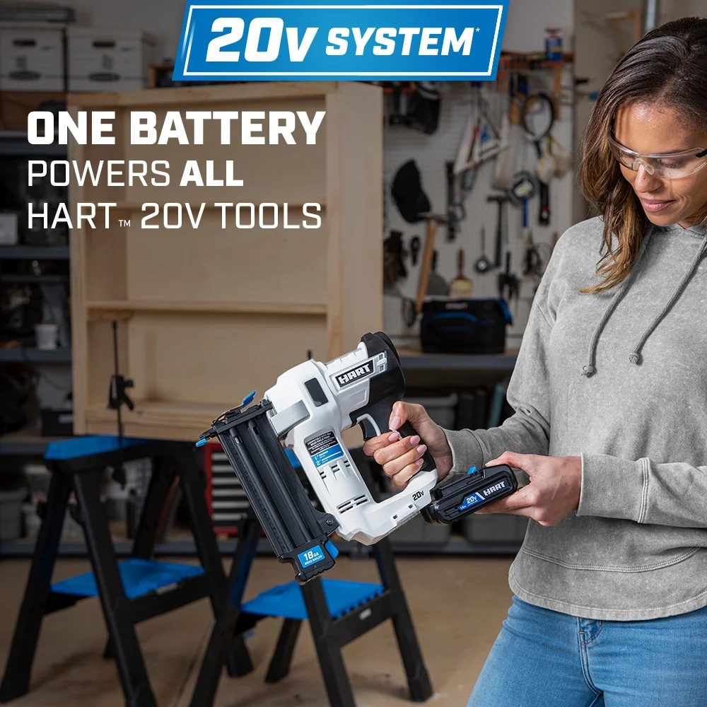 HART 20-Volt 2-inch 18-Gauge Battery-Powered Brad Nailer Kit, (1) 1.5Ah Lithium-Ion Battery - Image 8
