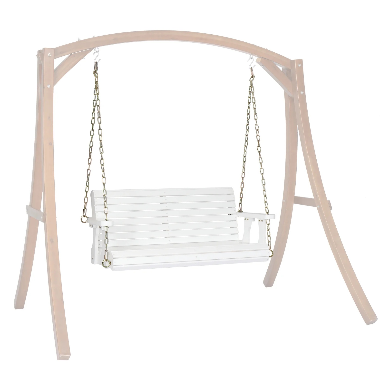 Ktaxon Patio Wooden Porch Swing for Courtyard & Garden, Heavy Duty 880 LBS Swing Chair Bench with Hanging Chains for Outdoors (White, 4 FT) - Image 13