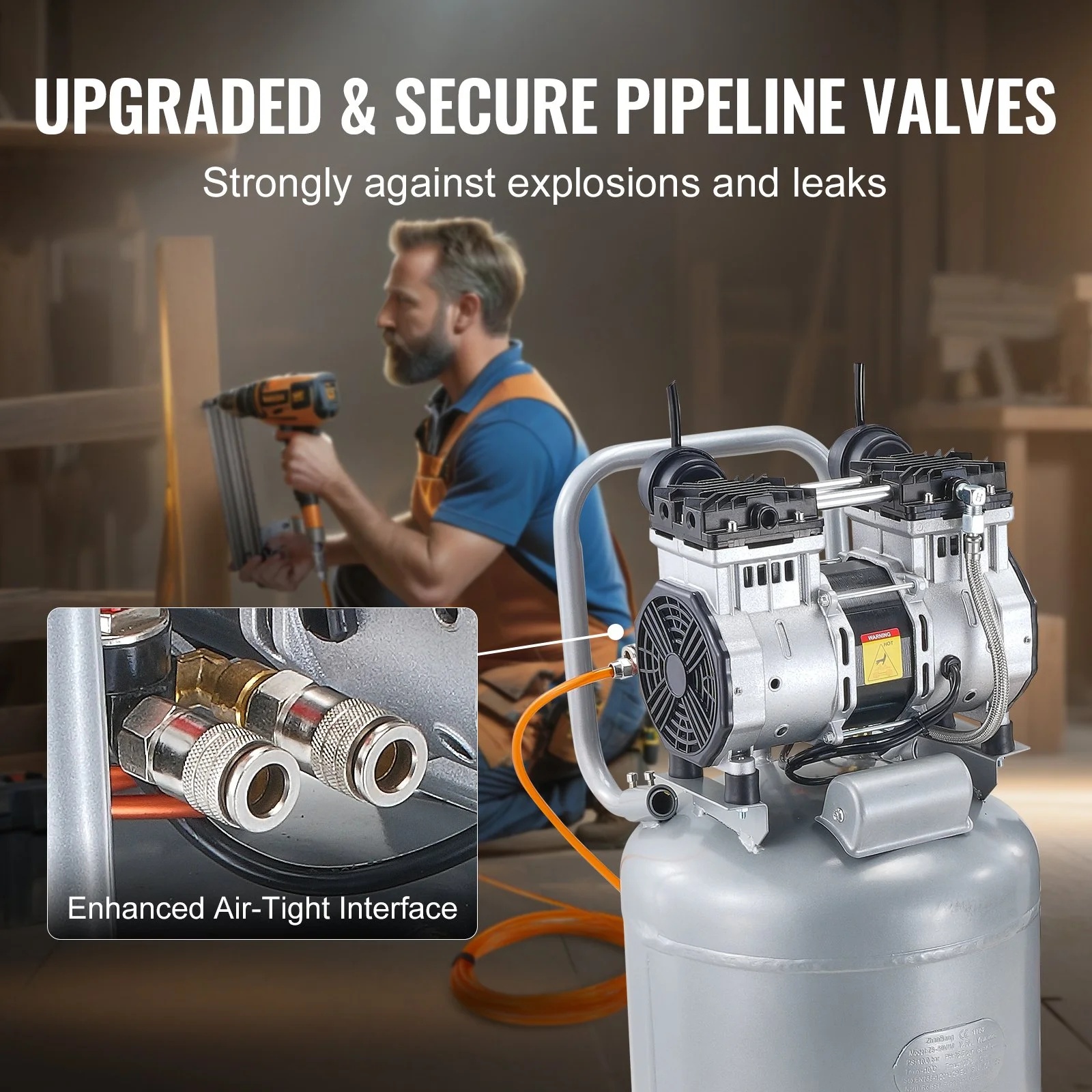 13-Gal 2HP Air Compressor - 4.6 SCFM Oil-Free | Ultra-Quiet for Tires - Image 6