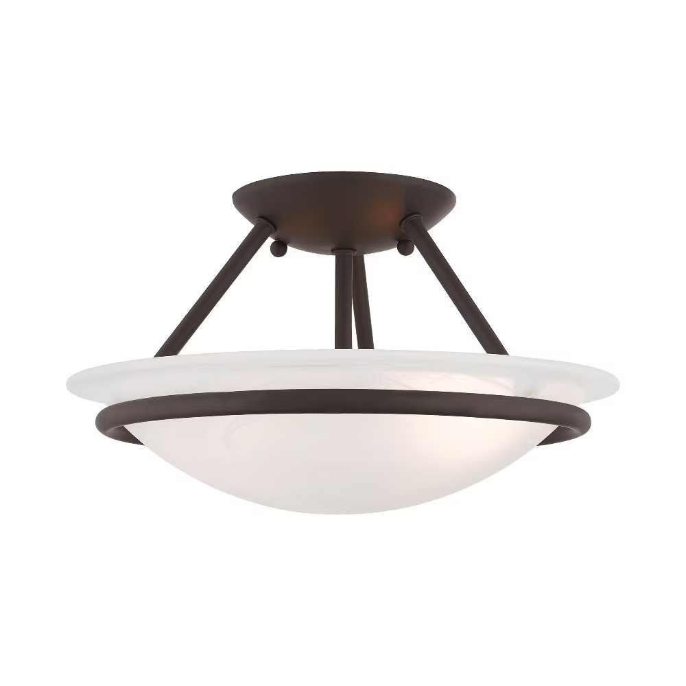 Livex Lighting Newburgh Black/White Stainless Steel/Alabaster Glass Ceiling Mount - Image 3