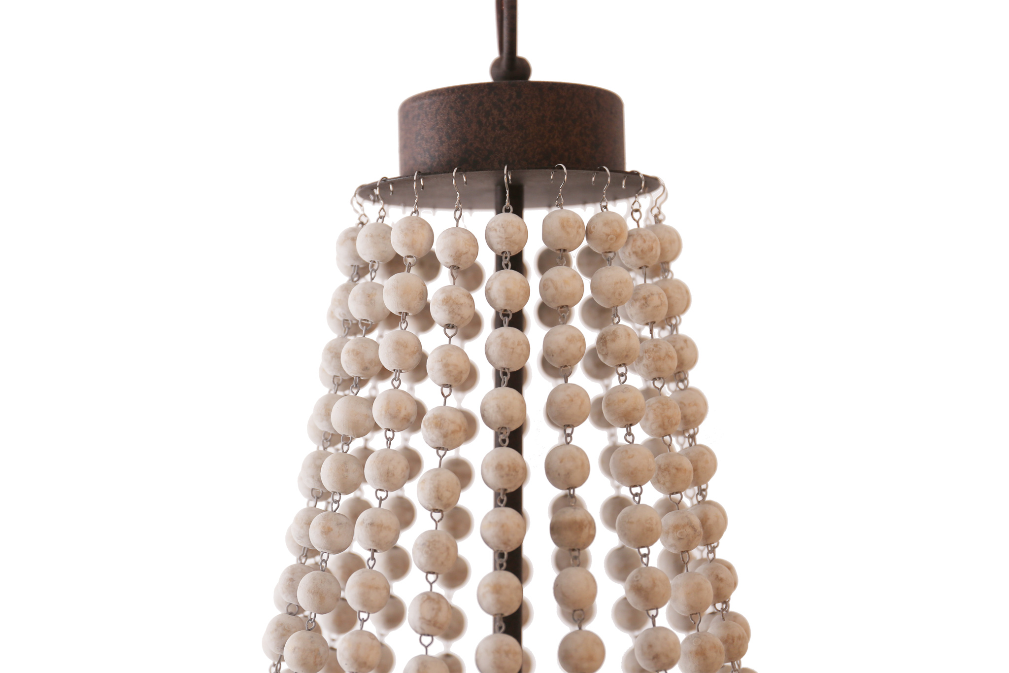 Oaks Aura 4-Light Farmhouse Wood Beaded Chandelier Adjustable Height Black Finish Boho Pendant Lighting - Image 16