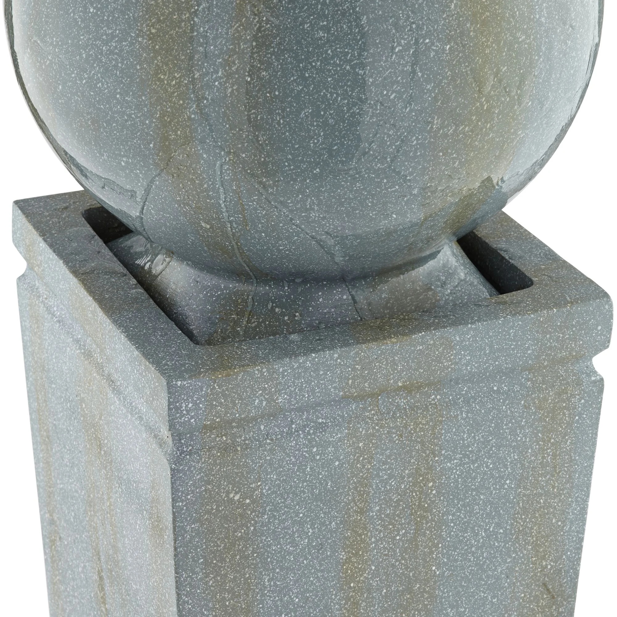 Ball and Pillar 34 1/4" High Large Modern Indoor Outdoor Decor Faux Stone Floor Fountain with Light LED Bubbler - Image 4