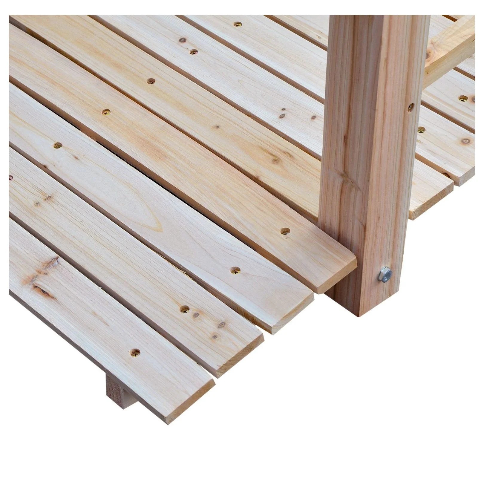 5 ft Wooden Garden Bridge Arc Footbridge with Railings - Natural Wood Backyard Decor - Image 9