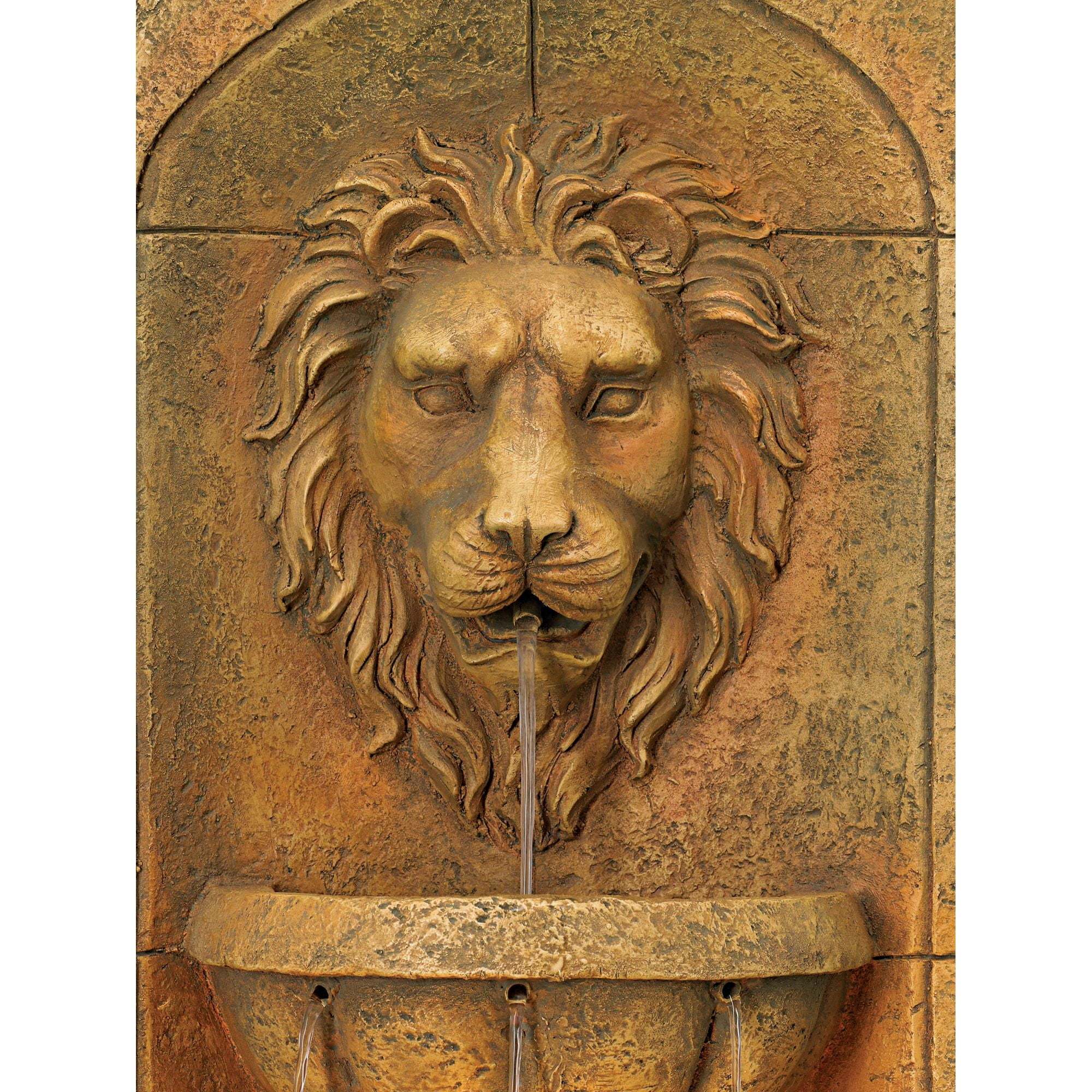 Royal Lion Head 29 1/2" High Large Italian Indoor Outdoor Decor Faux Stone Wall Fountain with Light LED Garden - Image 3