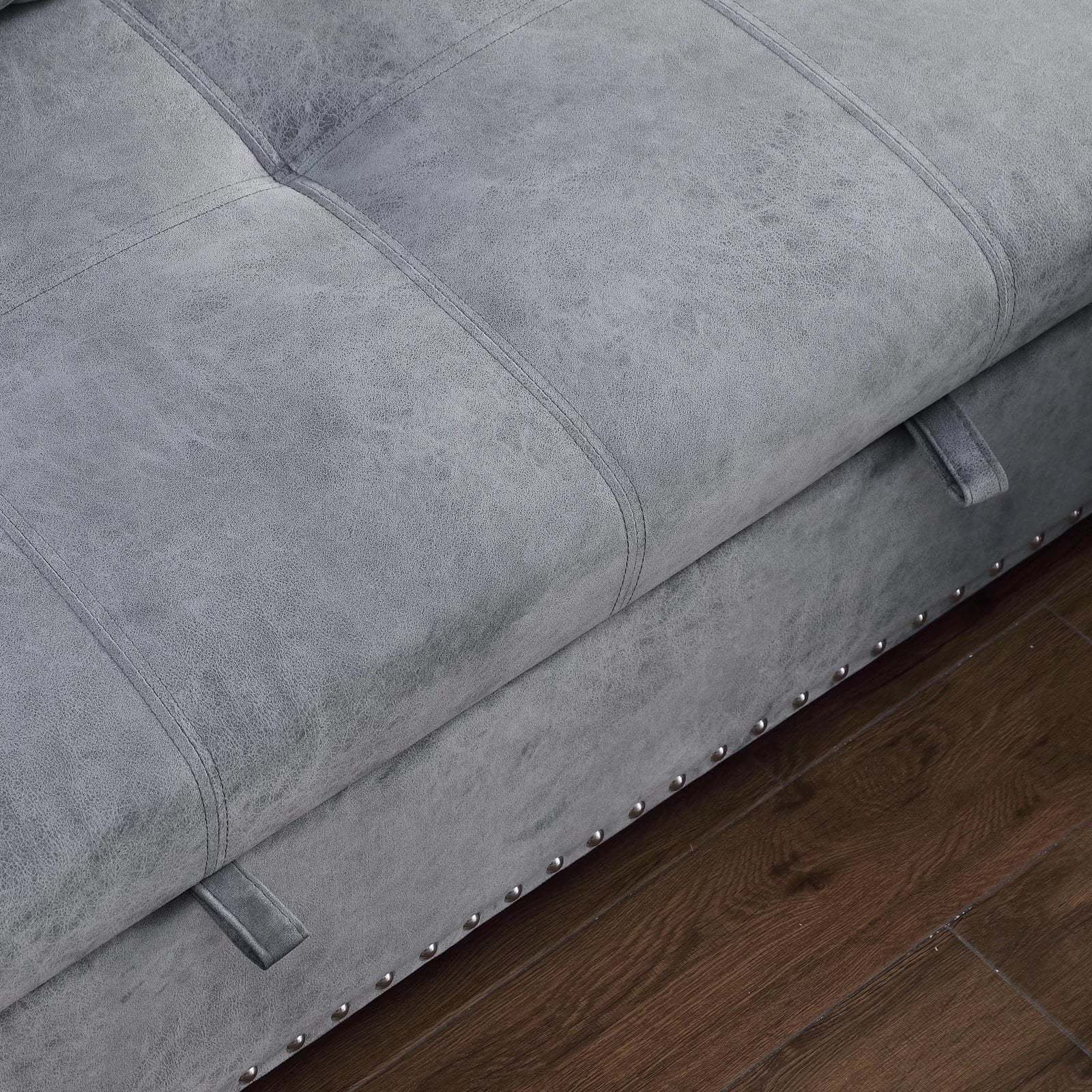 Morden Fort Sectional Sleeper Sofa with Storage & Reversible L Shape Velvet Gray - Image 2
