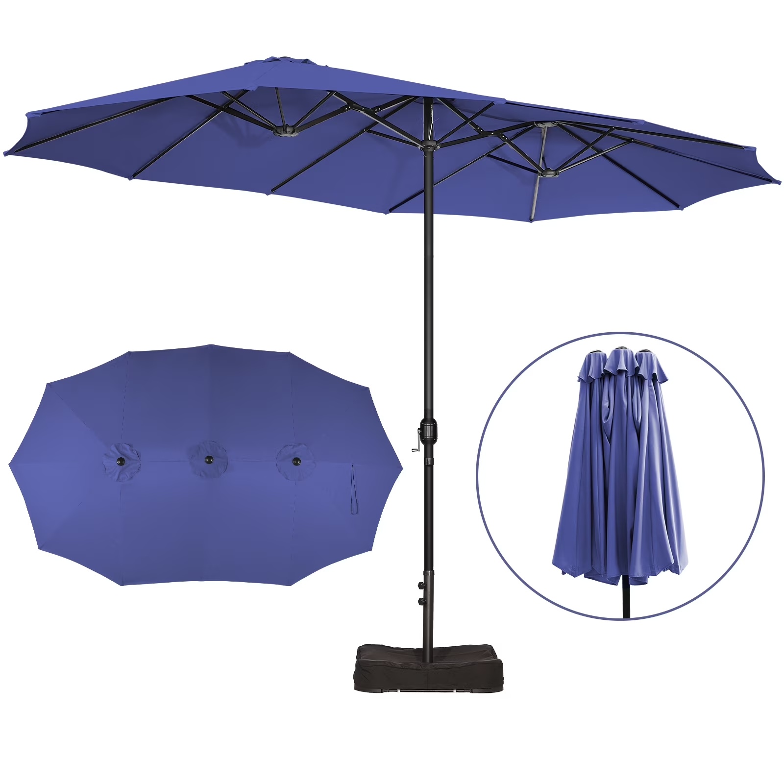 Sun-Ray 9'x15' Steel Triple Canopy Umbrella, Taupe - Outdoor Patio Umbrella with Base, UV Protection & Wind-Resistant, Large Rectangular Shade for Garden, Poolside, Deck, and Backyard - Image 3
