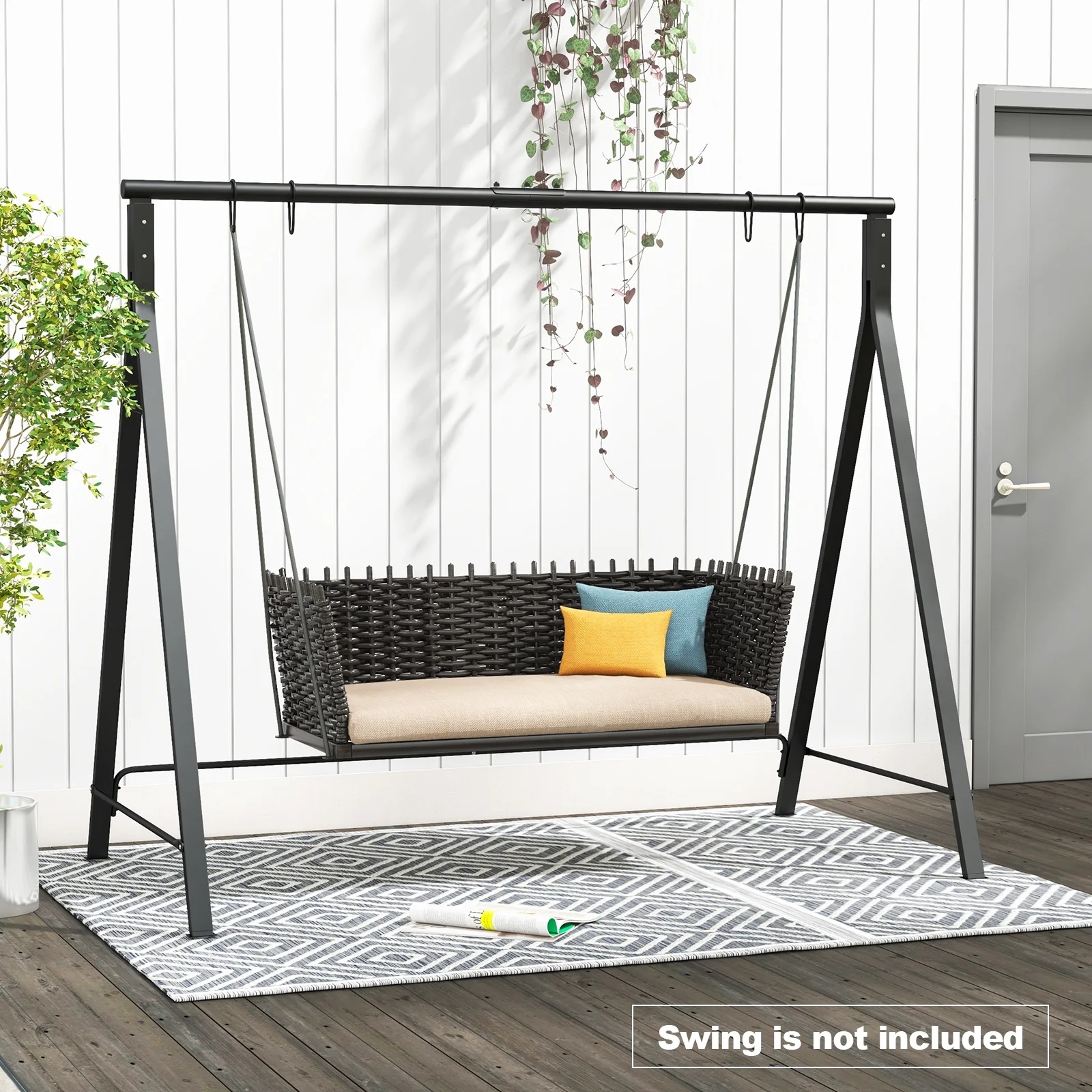 Costway Outdoor Porch Swing Frame Patio Metal Swing Stand with A-Shaped Structure - Image 4