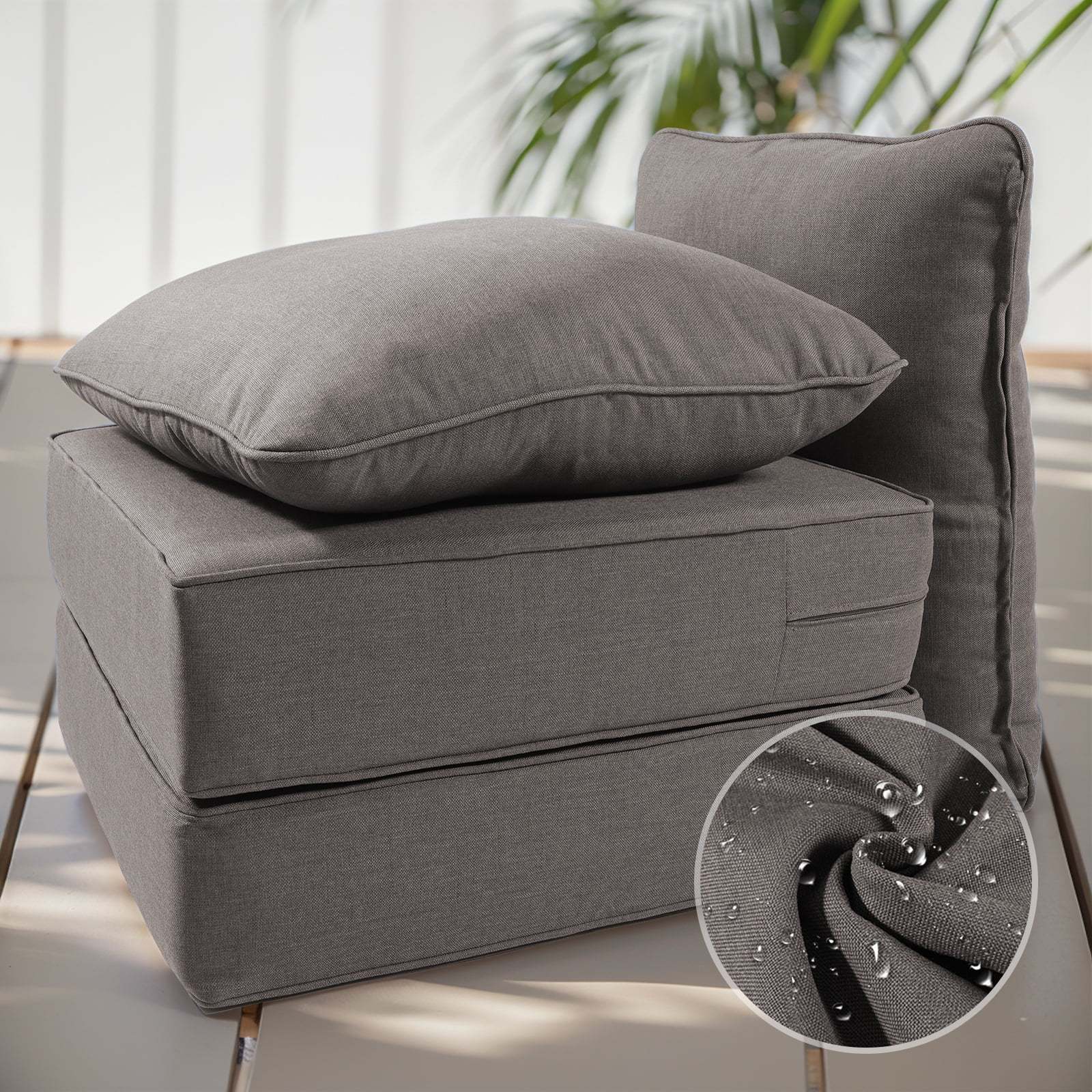 Terraloom 6 Inch Outdoor Cushions 24x24" - Water Resistant 2 Set Deep Seating Patio Chair Back&Seat Cushion for Wicker Rocking Swivel Chairs Loveseat Couch Sectional Sofa in Beige - Image 44