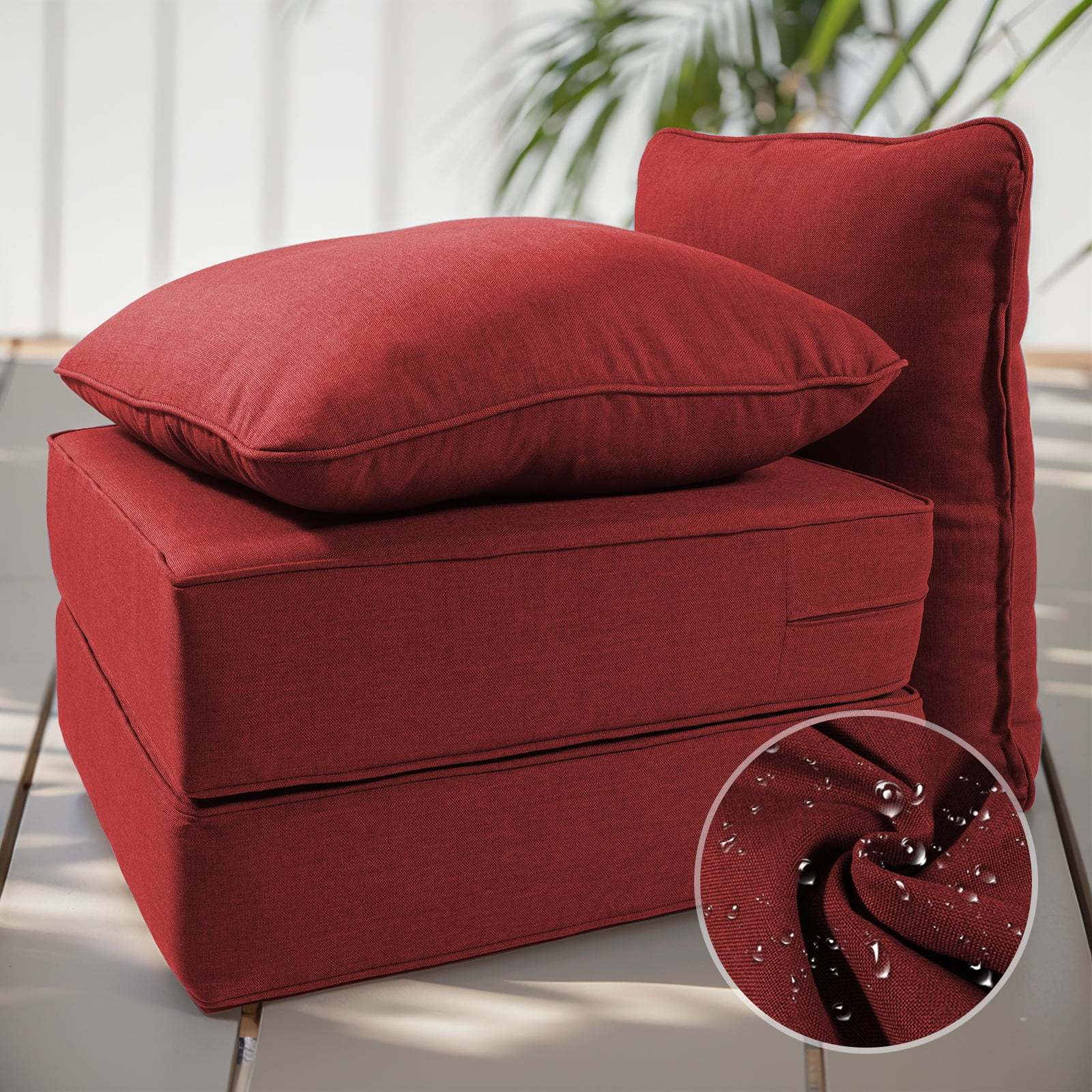 Terraloom 6 Inch Outdoor Cushions 24x24" - Water Resistant 2 Set Deep Seating Patio Chair Back&Seat Cushion for Wicker Rocking Swivel Chairs Loveseat Couch Sectional Sofa in Beige - Image 35