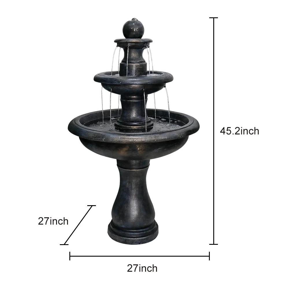 2 Tiered Floor Waterfall Fountain with Pump for Outdoor Patio Garden - Image 2