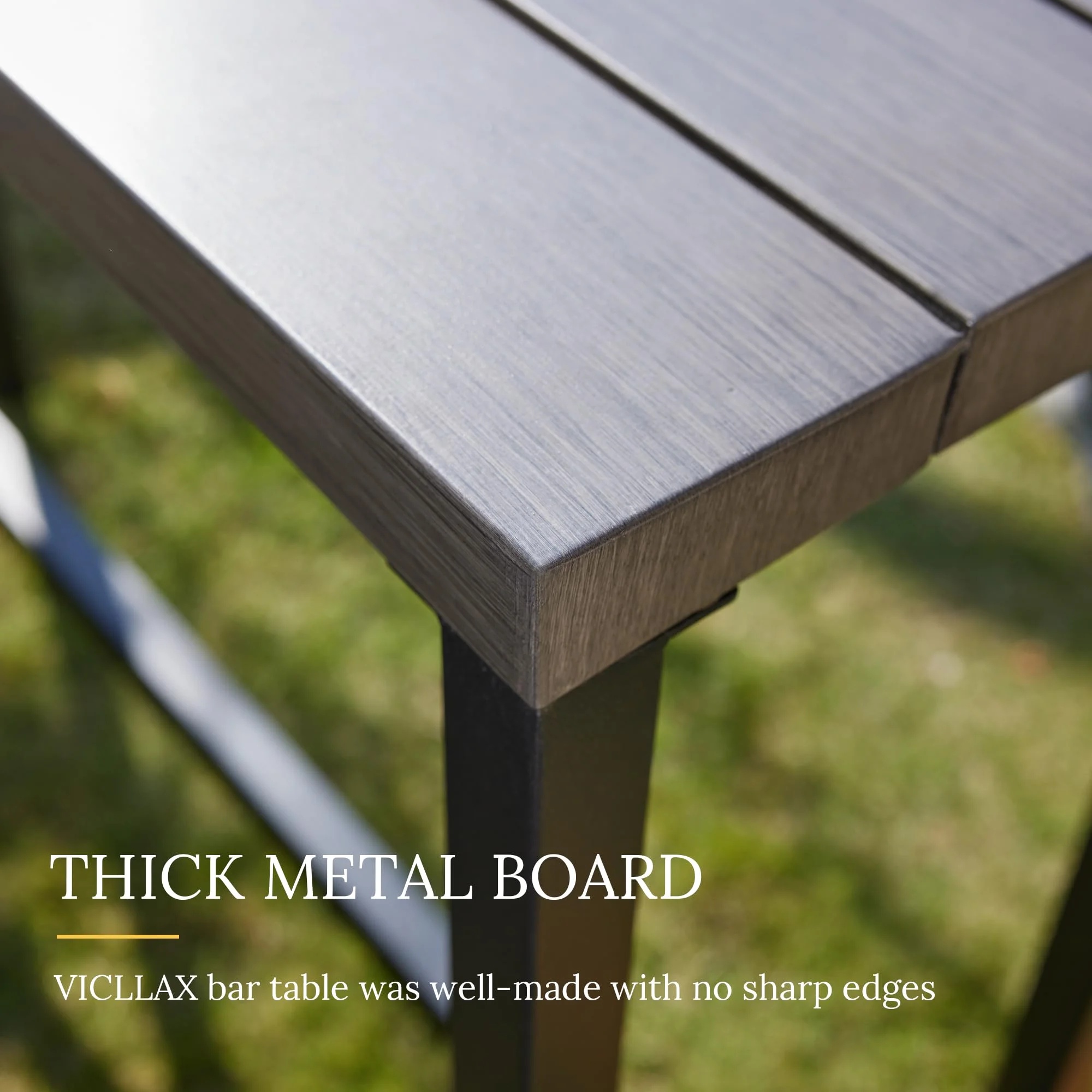 Vicllax Patio Rectangle Bar Table Metal Modern Style for Porch Garden (45.3"Lx13.8"Wx37.4"H) - Image 10