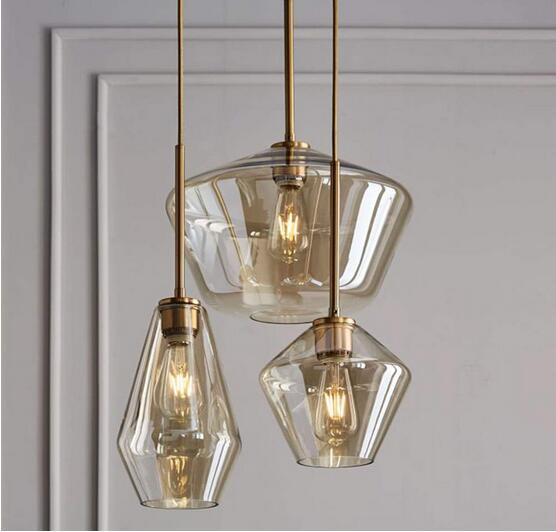 Pendant Lighting Glass Triple Hanging Pendant Light Fixture Glass,Vintage Hanging Ceiling Light Fixture, Fixture Glass Surrounded LED Lighting Fixture Kitchen, Island, Table Hallway Interior Lighting - Image 8