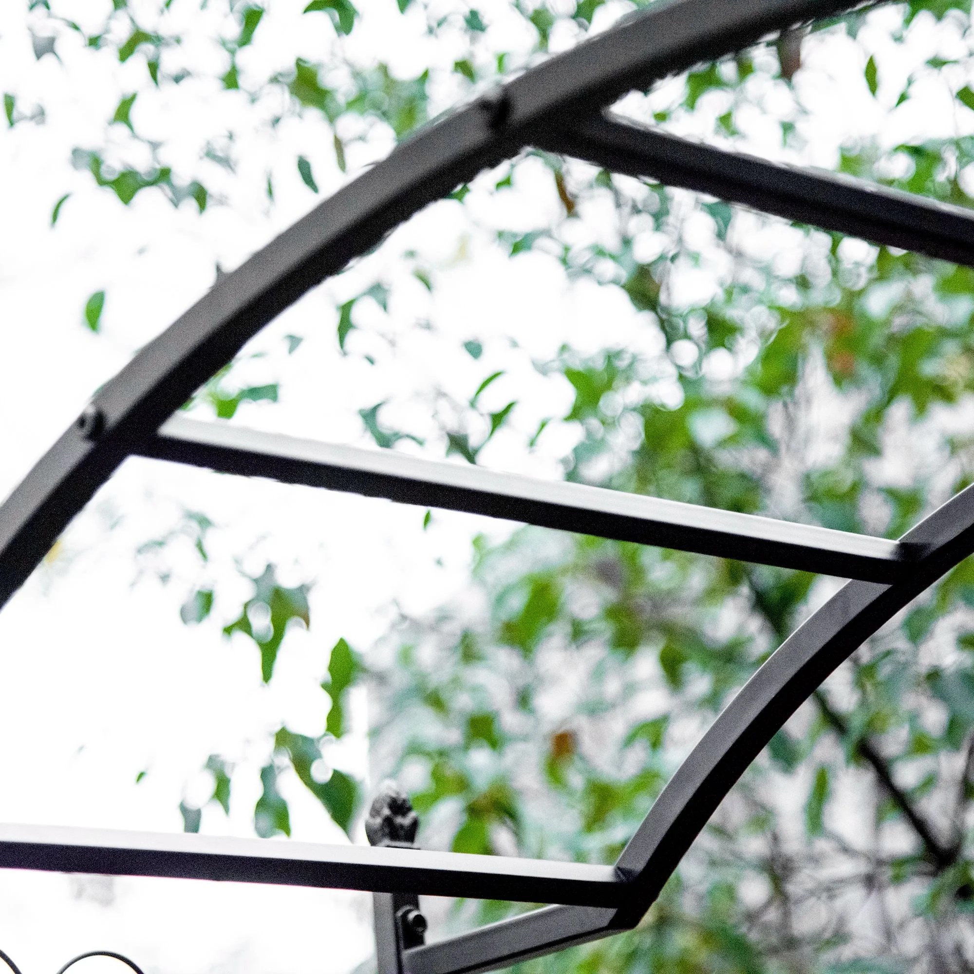 Outsunny 85" Garden Arch Arbor, Metal Arch Trellis with Gate, Garden Archway for Climbing Vines, Wedding Ceremony Decoration, Black - Image 8