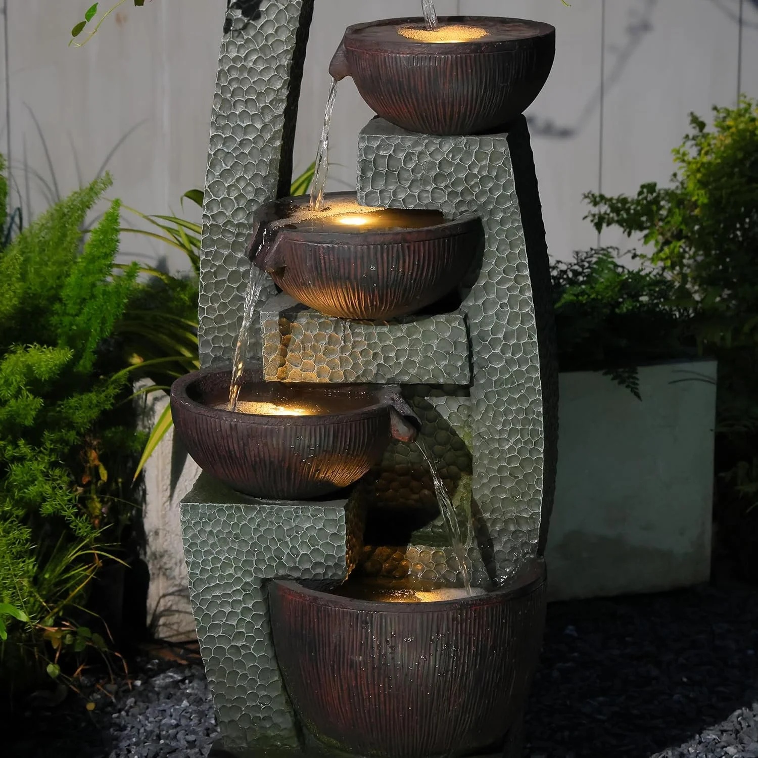 47.5" H Water Fountain Outdoor with LED Lights & Pump, 5-Tier Cascading Outdoor Fountain for Garden,Patio,Porch,Backyard,Home Art Decor Gifts for Housewarming - Image 4