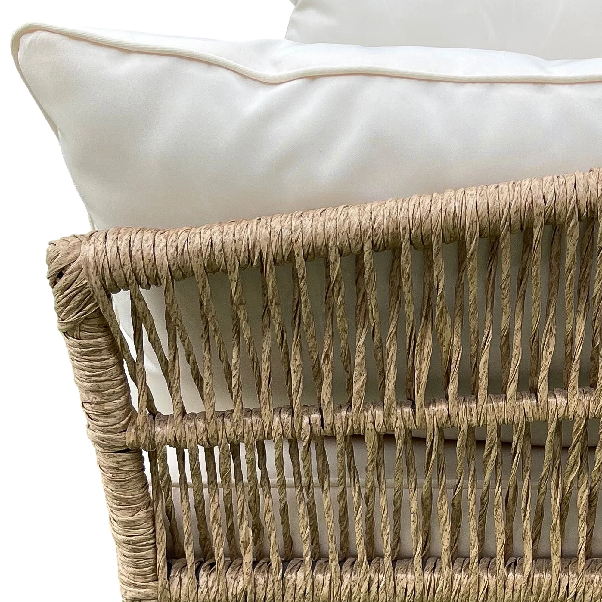 Uforic Outdoor Wicker Loveseat with Cushions and Rattan Side Table, All-Weather 2 Pieces Bistro Patio Conversation Furniture Set -Beige - Image 18