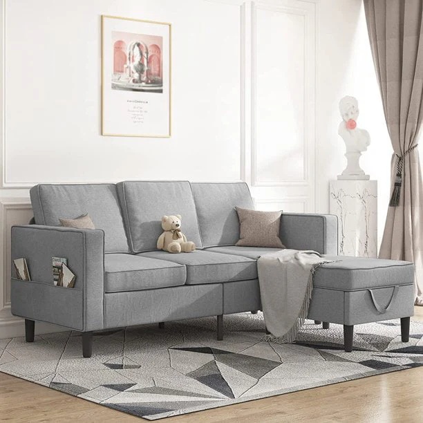 Mjkone Convertible Sectional Sofa Couch, L-Shaped Couch with Storage Ottoman, Couches for Living Room, Living Room Furniture Suitable for Small Space-Apartment/Upstairs Loft/Living Room (Dark Gray) - Image 10