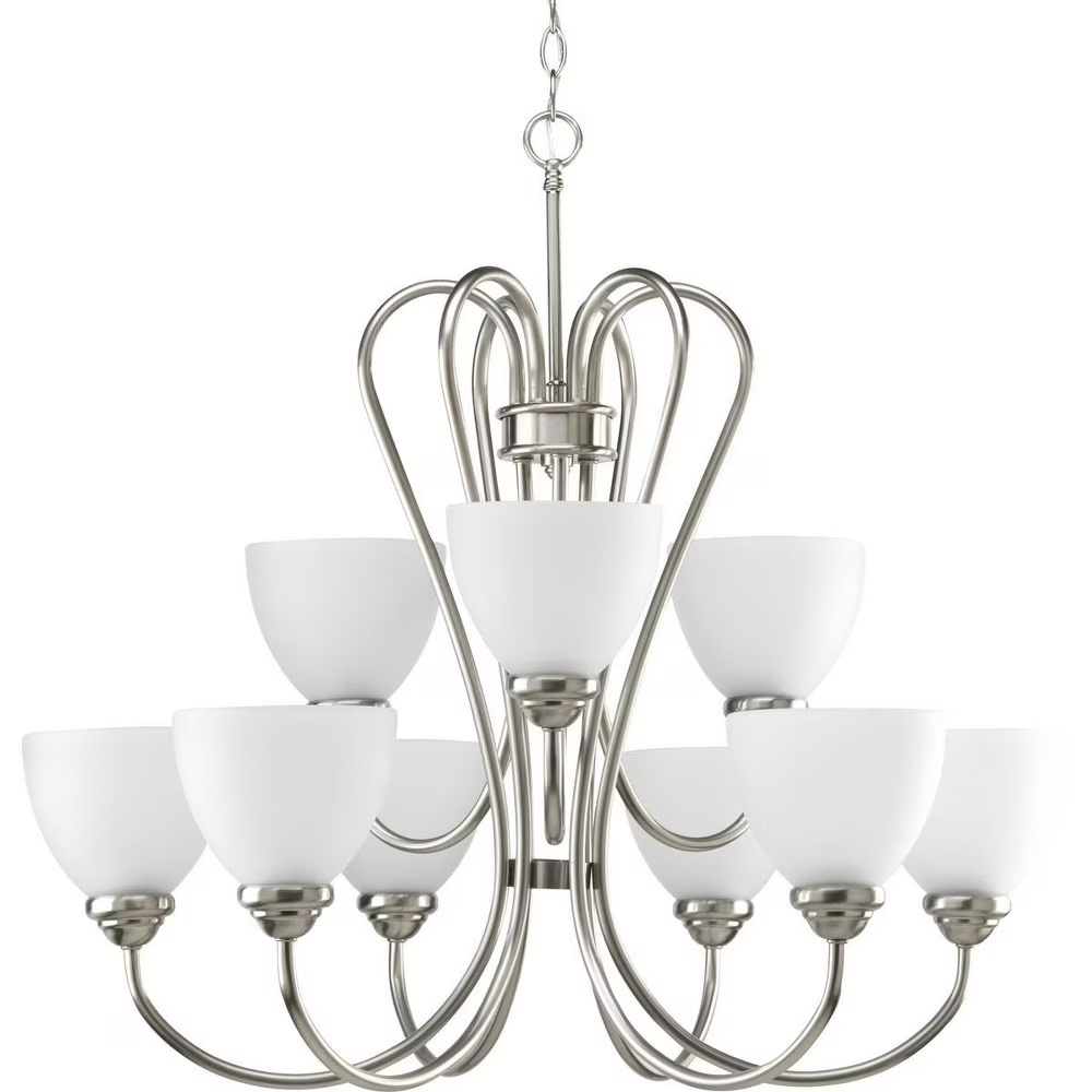 P4668-09-Progress Lighting-Heart - Chandeliers Light - 9 Light in Farmhouse style - 29.81 Inches wide by 27.75 Inches high-Brushed Nickel Finish