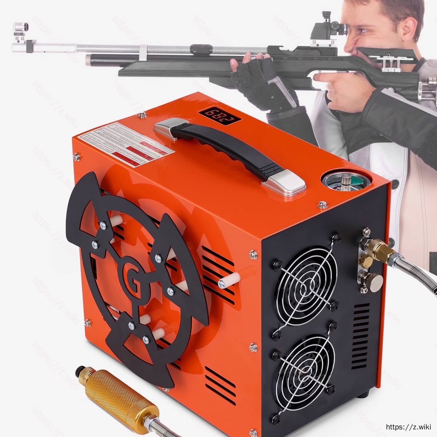 Greteefor PCP Air Compressor, Built-in 600W Adapter, 4500Psi/30Mpa, 350W Motor, 12V DC or 110V/220V AC Power, Auto Stop, Water/Oil free &Cooling Fan for Air Rifle, Paintball, HPA Tanks LightWeight - Image 3