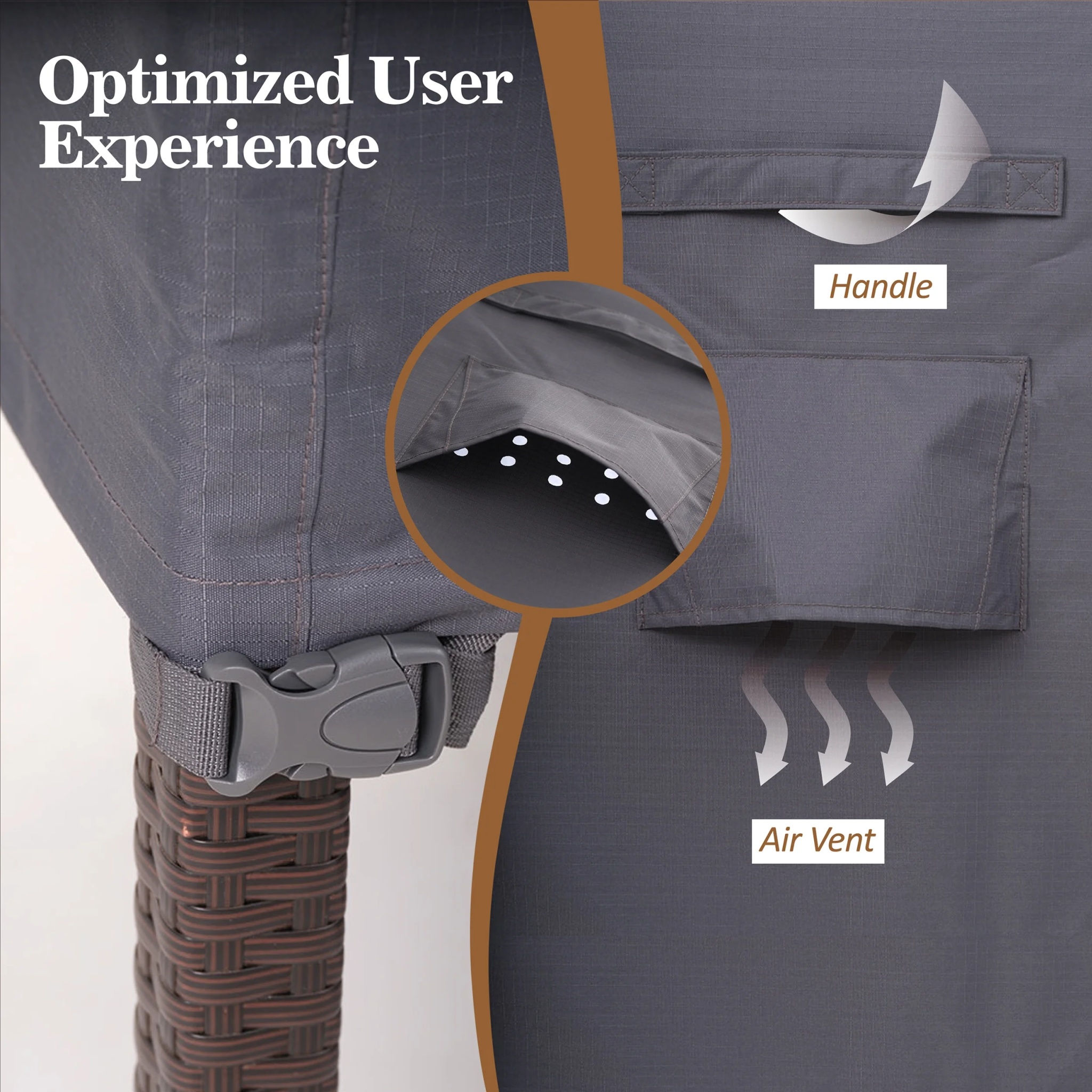 WJ-X3 Extra Large Waterproof Patio Outdoor Furniture Cover, 126" W x 84" D x 31" H, Gray - Image 10