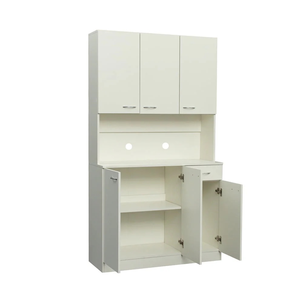 70.87" Tall Wardrobe & Kitchen Cabinet, Freestanding Storage Cabinet with 6 Doors, 1 Open Shelves and 1 Drawer, Kitchen Pantry Cabinet Buffet Sideboard Cabinet with 2 Cable Holes for Bedroom, White - Image 5