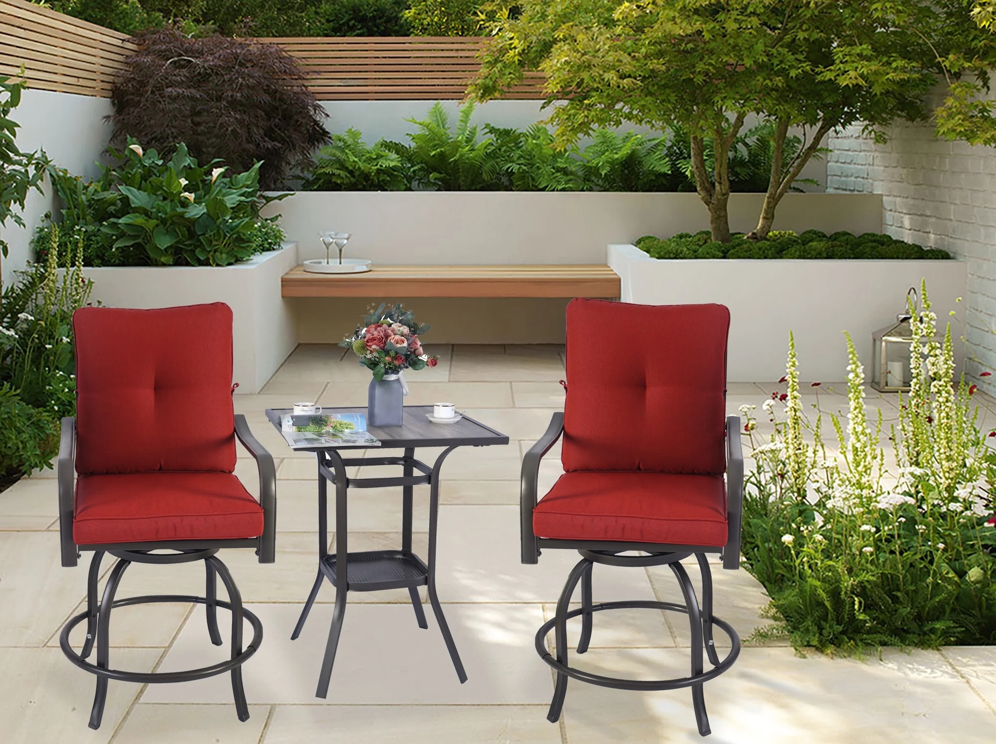 Kozyard Isabella High Swivel Bar Stools/Chair Set for Home Patio, Back Yard, Cafes, Bistro, Restaurants and Chic Bars (Aqua) - Image 13