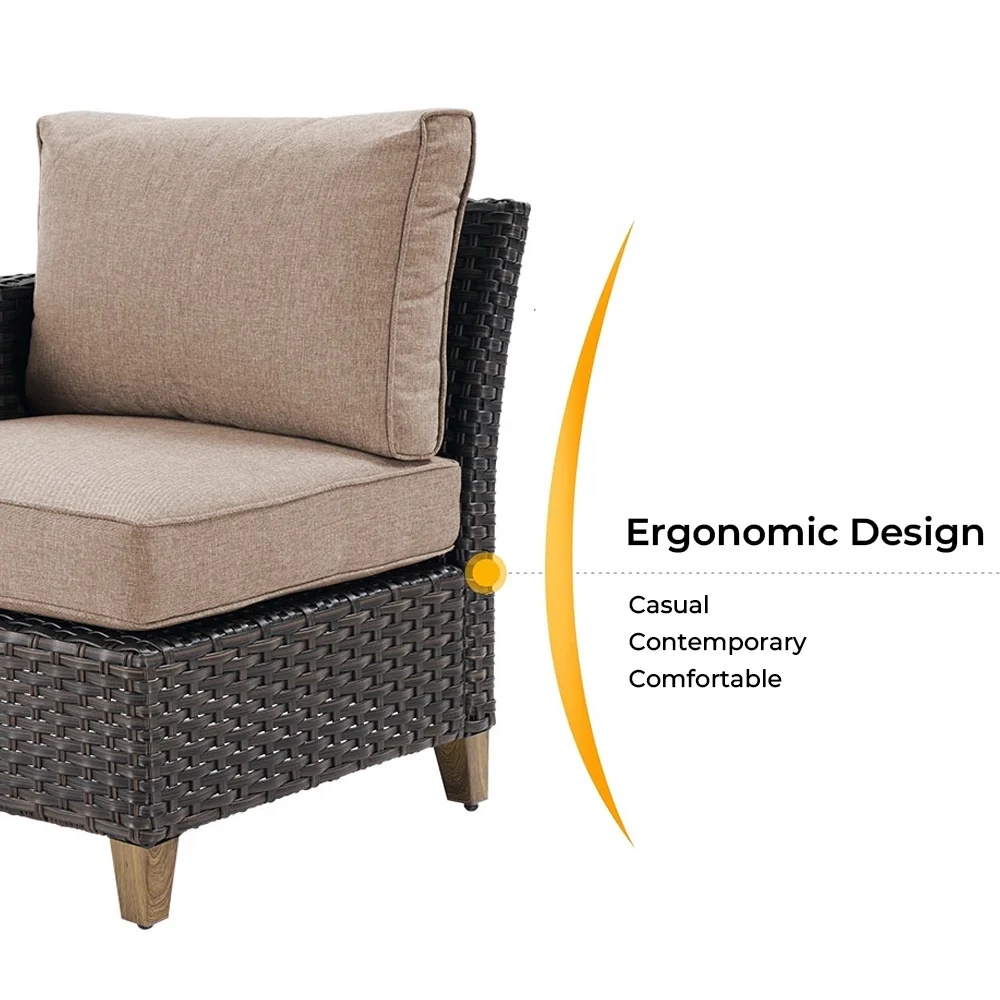 Grand Patio Outdoor Furniture, Patio Wicker Sectional Sofa Modular Furniture Set, Left Arm Sofa, Beige - Image 13