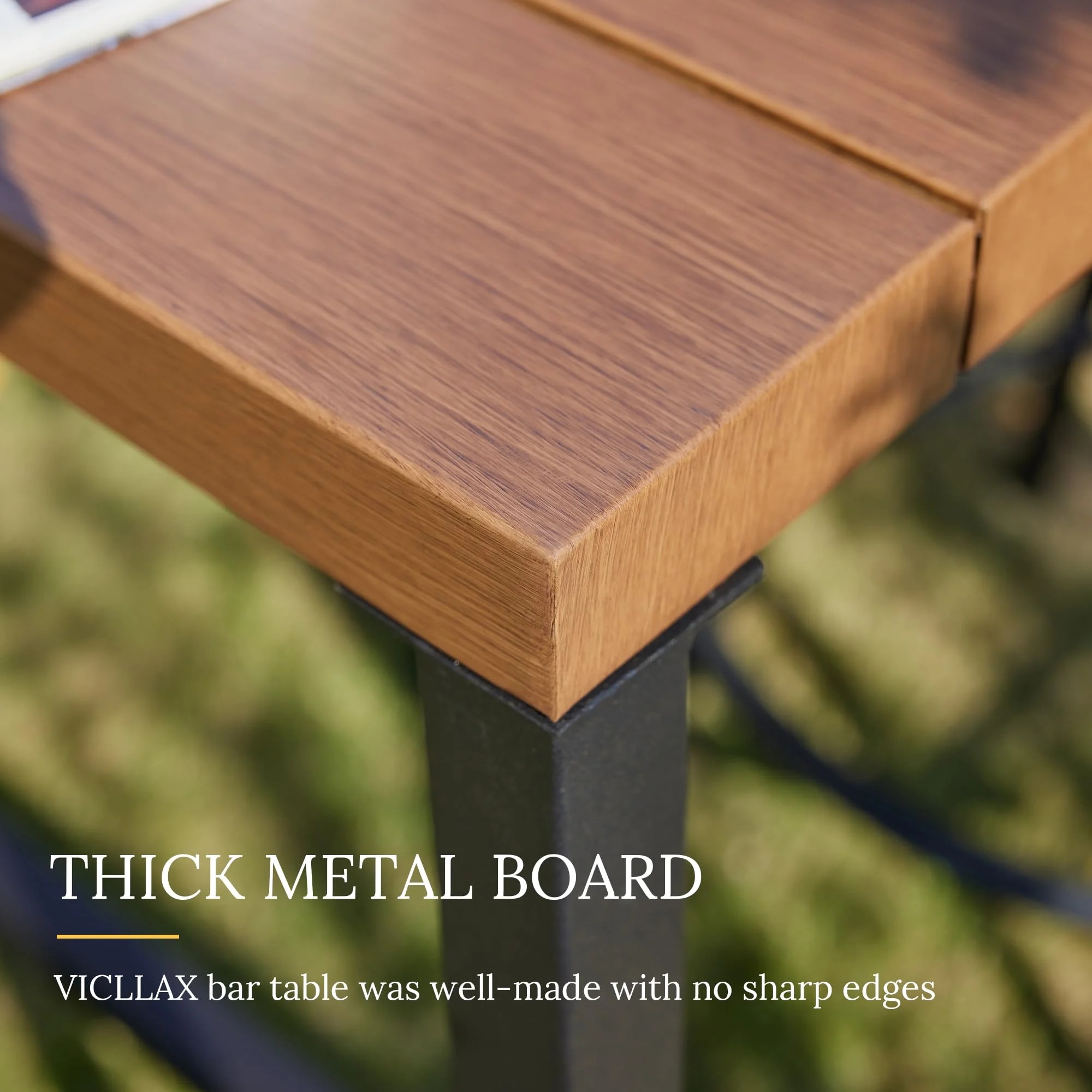 Vicllax Patio Rectangle Bar Table Metal Modern Style for Porch Garden (45.3"Lx13.8"Wx37.4"H) - Image 6