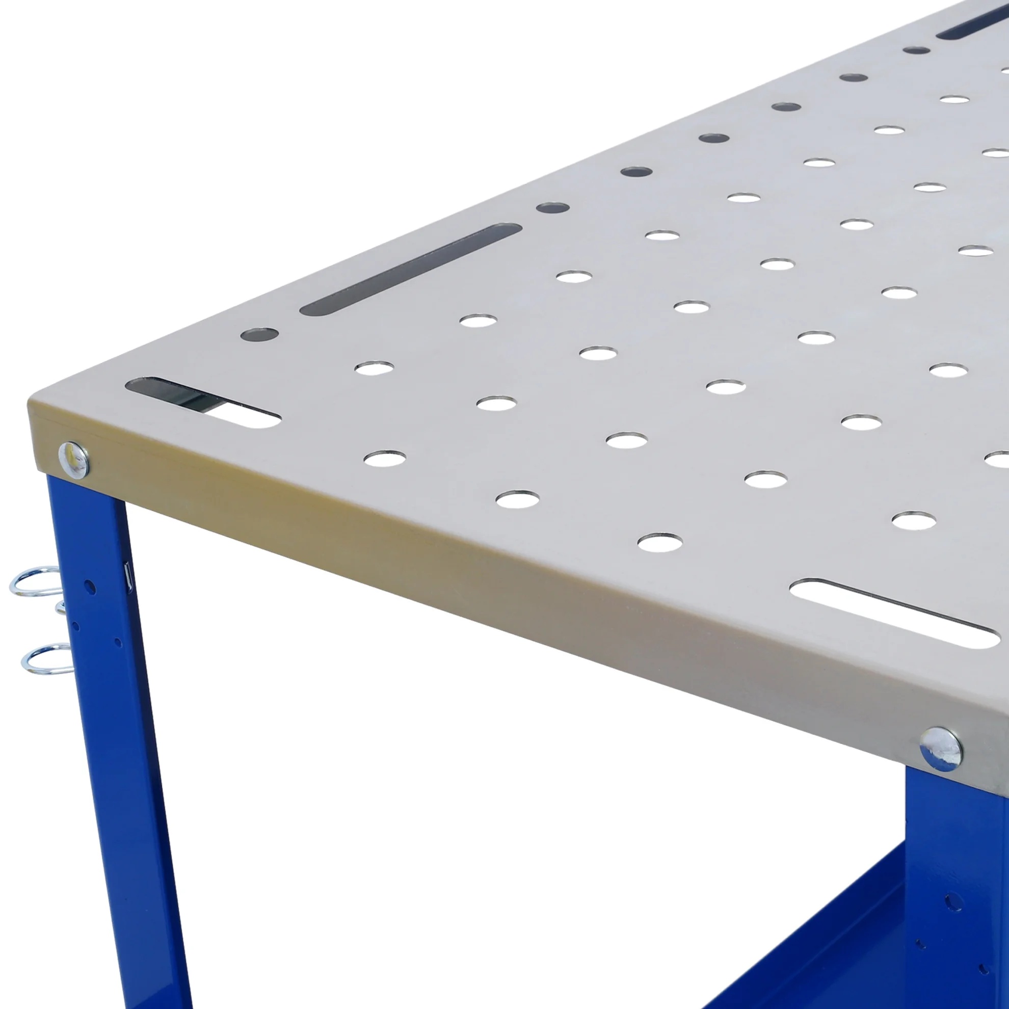 Heavy-Duty 36" x 18" Steel Welding Table 1200lbs Load Capacity Portable Workbench on Wheels with Braking Casters 82 5/8" Fixture Holes & Tool Slots Built-in Tool Tray - Image 9