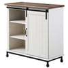 Wampat Farmhouse Barn Door Accent Storage kitchen Cabinet with Metal Legs, White - Image 6