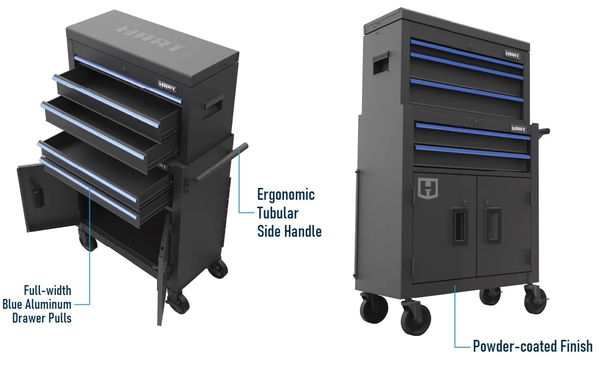 Hart 24-inch Steel Tool Chest Combo with Built-In Power Strip, 400 lb Capacity - Image 5
