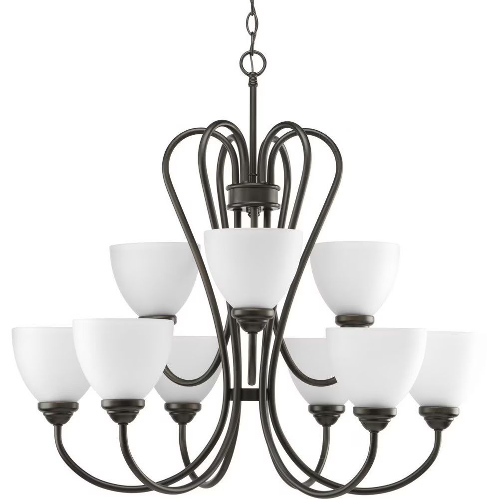 P4668-09-Progress Lighting-Heart - Chandeliers Light - 9 Light in Farmhouse style - 29.81 Inches wide by 27.75 Inches high-Brushed Nickel Finish - Image 3