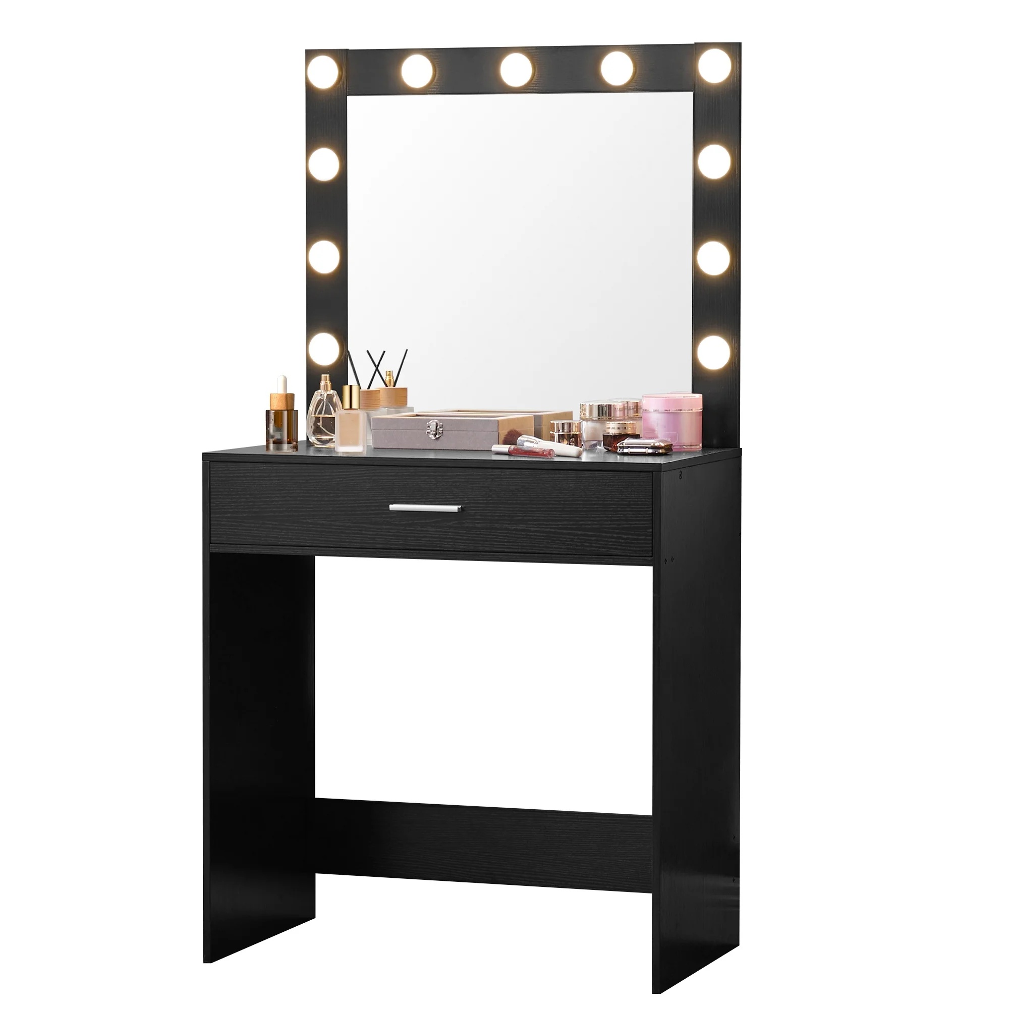 Vanity Desk With Mirror, Makeup Table Desk With Drawer, 3 Lighting Modes Adjustable Brightness Vanity Makeup Table For Small Space Home Living Room - Image 5