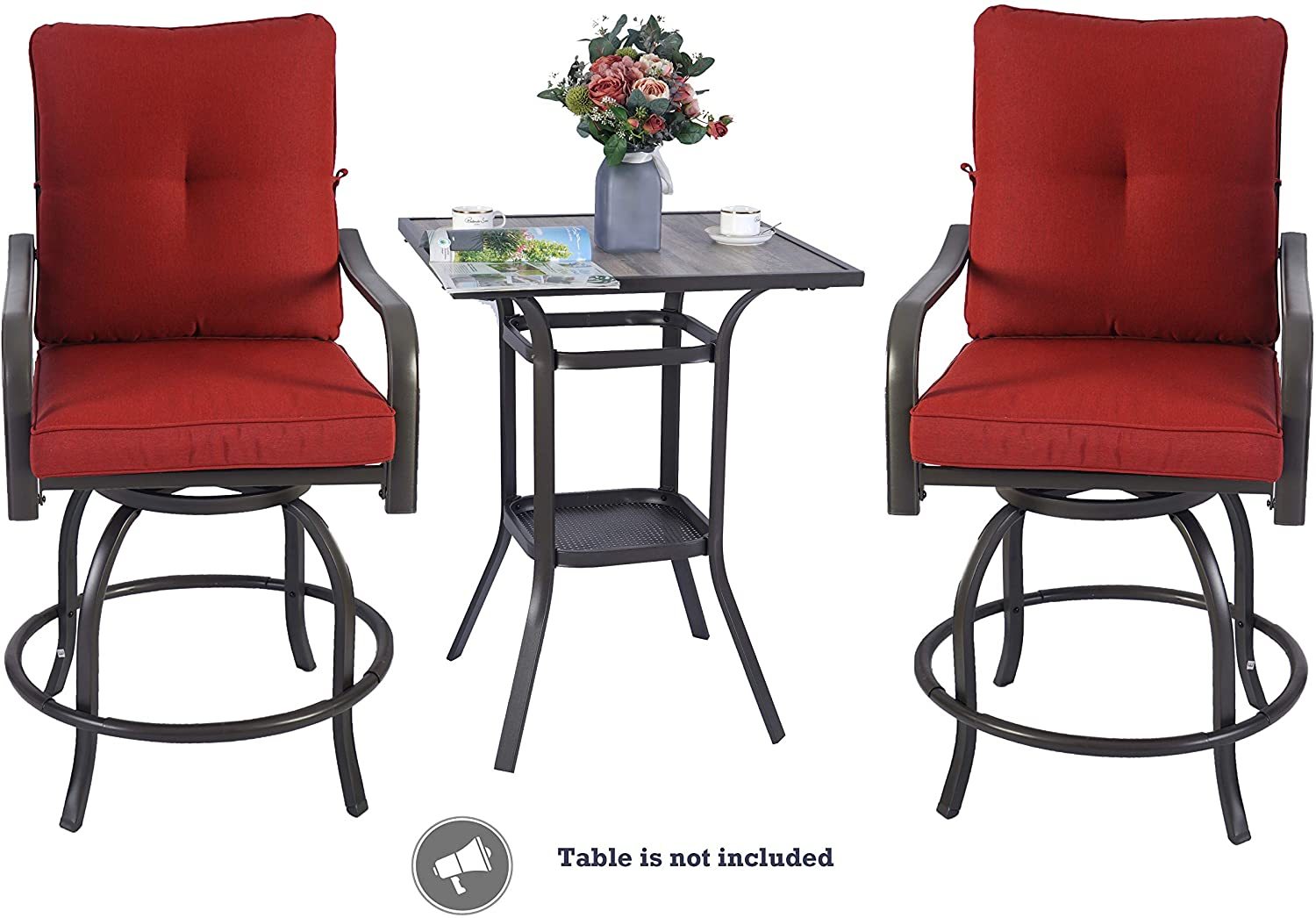 Kozyard Isabella High Swivel Bar Stools/Chair Set for Home Patio, Back Yard, Cafes, Bistro, Restaurants and Chic Bars (Aqua) - Image 12