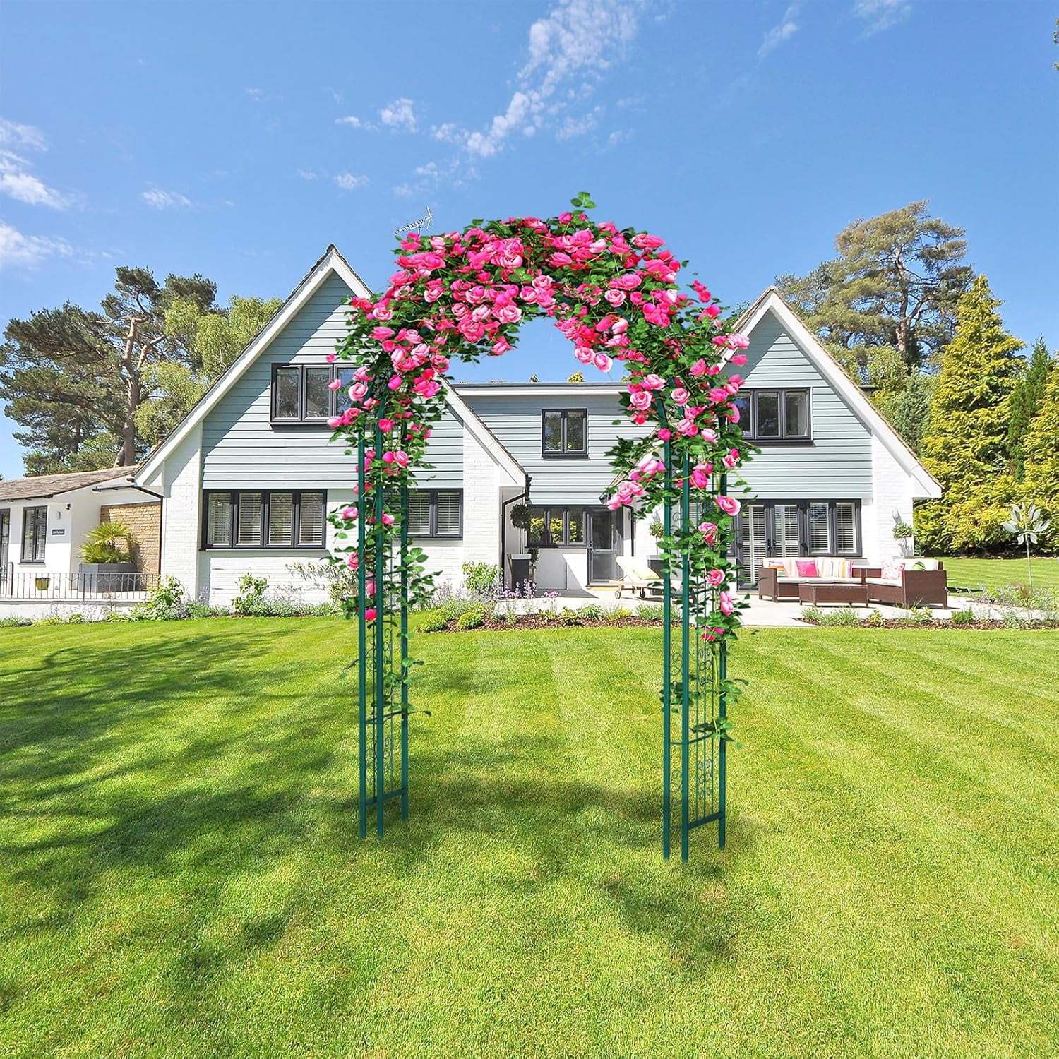 88 in Steel Garden Arch Arbor Trellis for Climbing Plants Outdoor,Yard,Garden,Climbing Plants 7 ft Decorative Wire Lattice,Outdoor Wedding Arch(Black) - Image 10