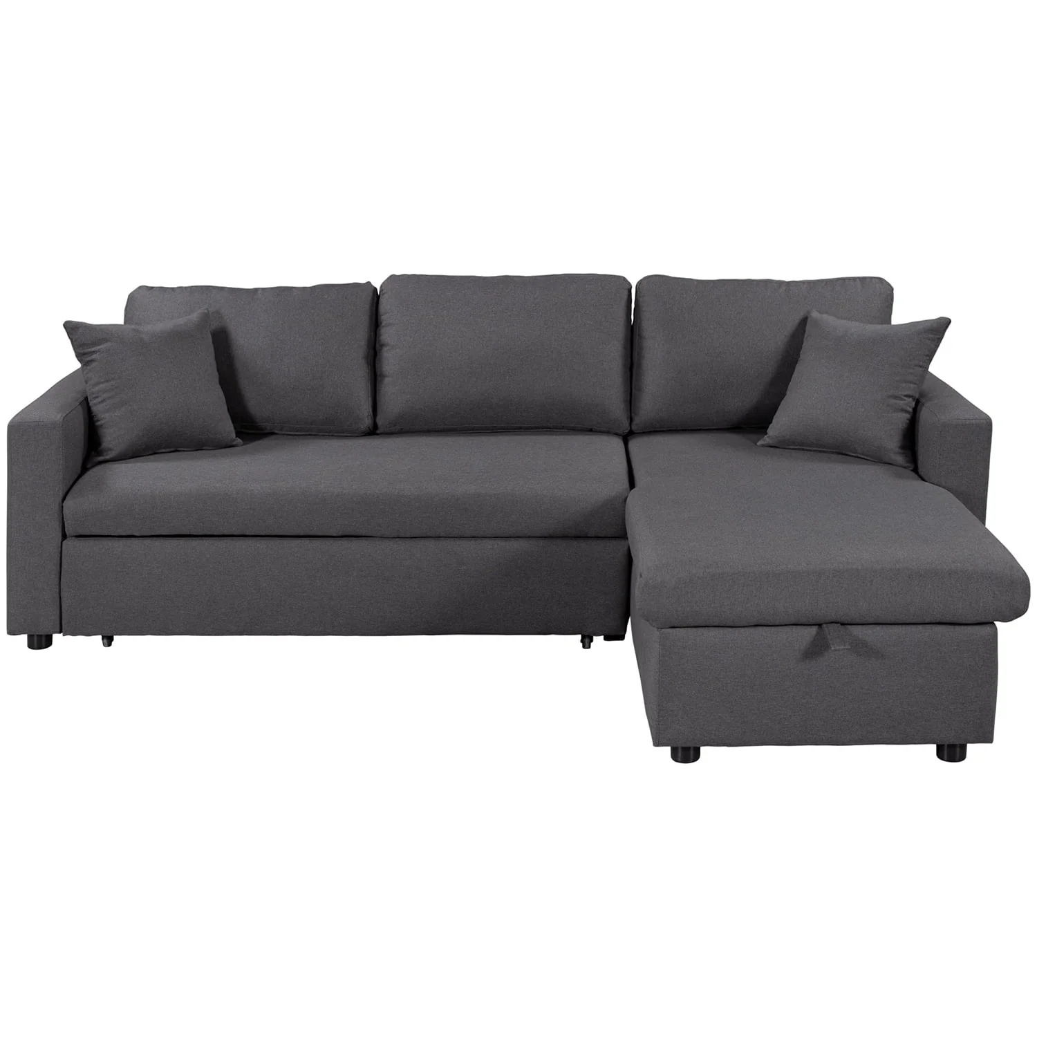 Churanty Upholstery Sleeper Sectional Sofa Pull Out Bed with Storage Chaise,Gray - Image 19