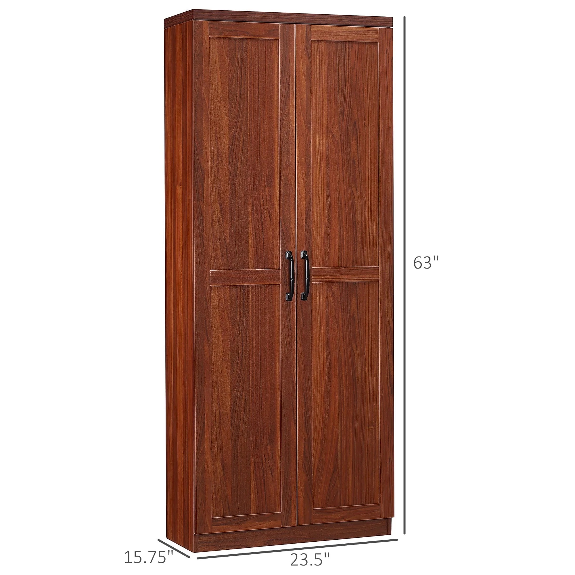 HomCom 2-Door Kitchen Pantry Cabinet Cupboard with 5-Tier Storage Shelves, Brown - Image 12