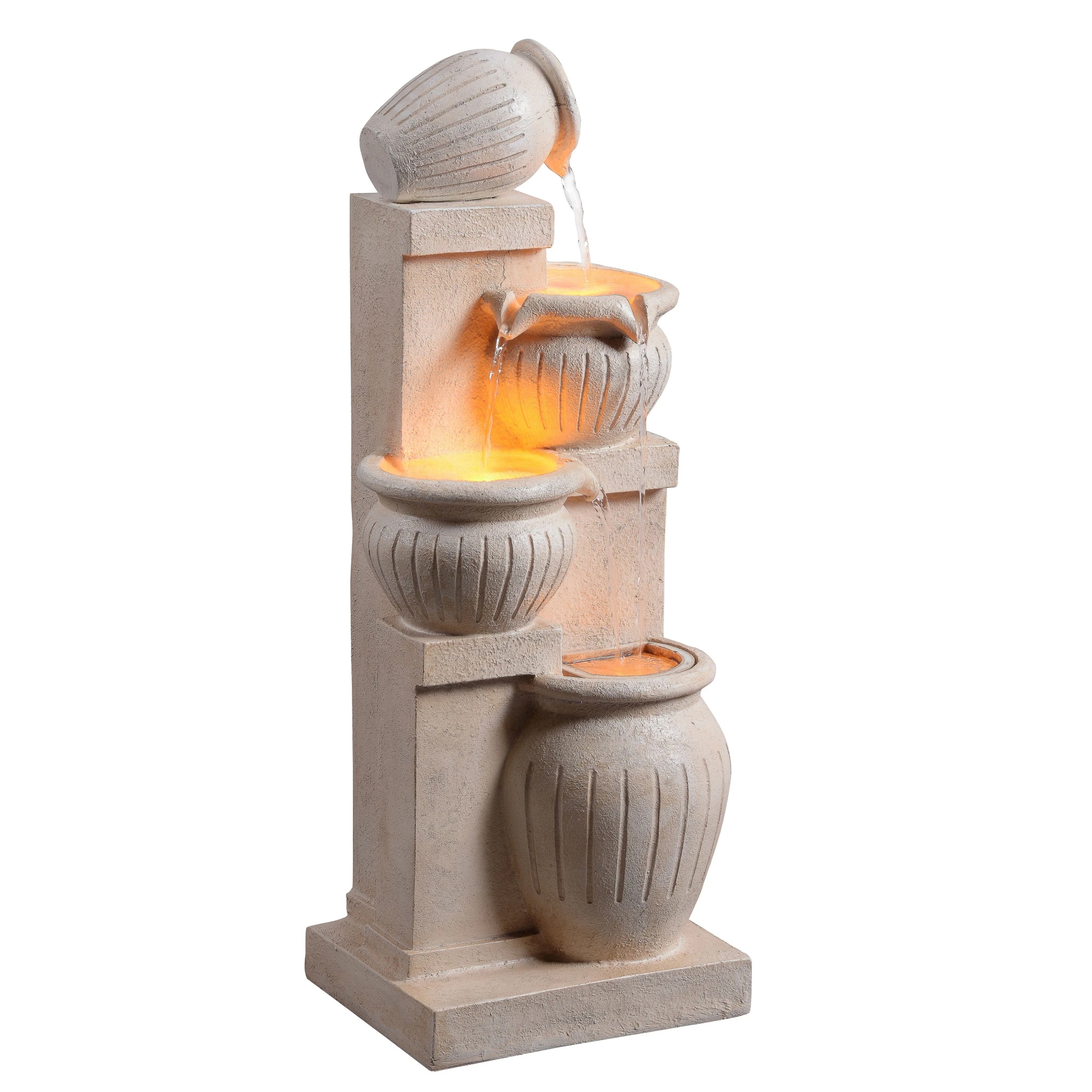 Teamson Home Outdoor Water Fountain with Lights-C 4-Tier Cascading Bowl Design with LED Light & Solar Pump, Solar-Powered Water Fountain Outdoor Garden, Yard, or Patio D-cor, Navy Blue - Image 28