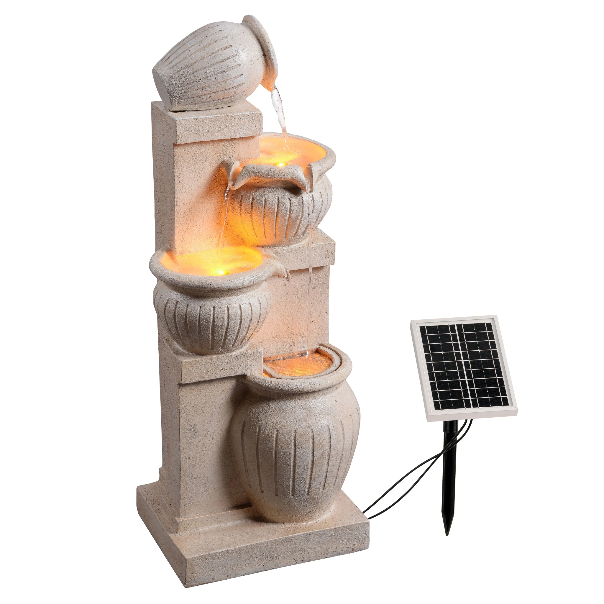 Teamson Home Outdoor Water Fountain with Lights-C 4-Tier Cascading Bowl Design with LED Light & Solar Pump, Solar-Powered Water Fountain Outdoor Garden, Yard, or Patio D-cor, Navy Blue - Image 22