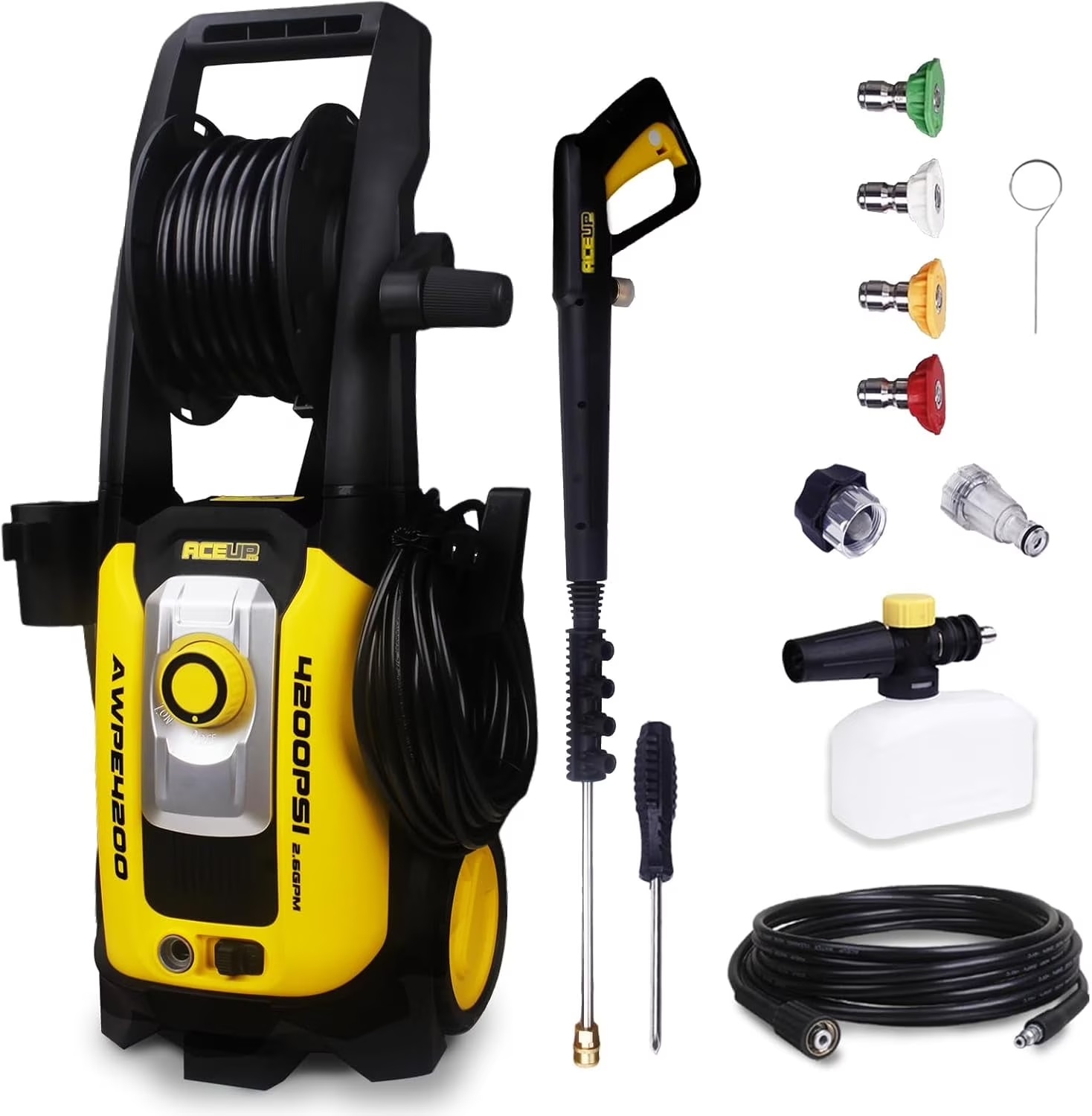 Aceup Energy 4000 PSI 2.6GPM Portable Electric Pressure Washer for Cars Fences Patios Driveways, Lightweight - Image 3