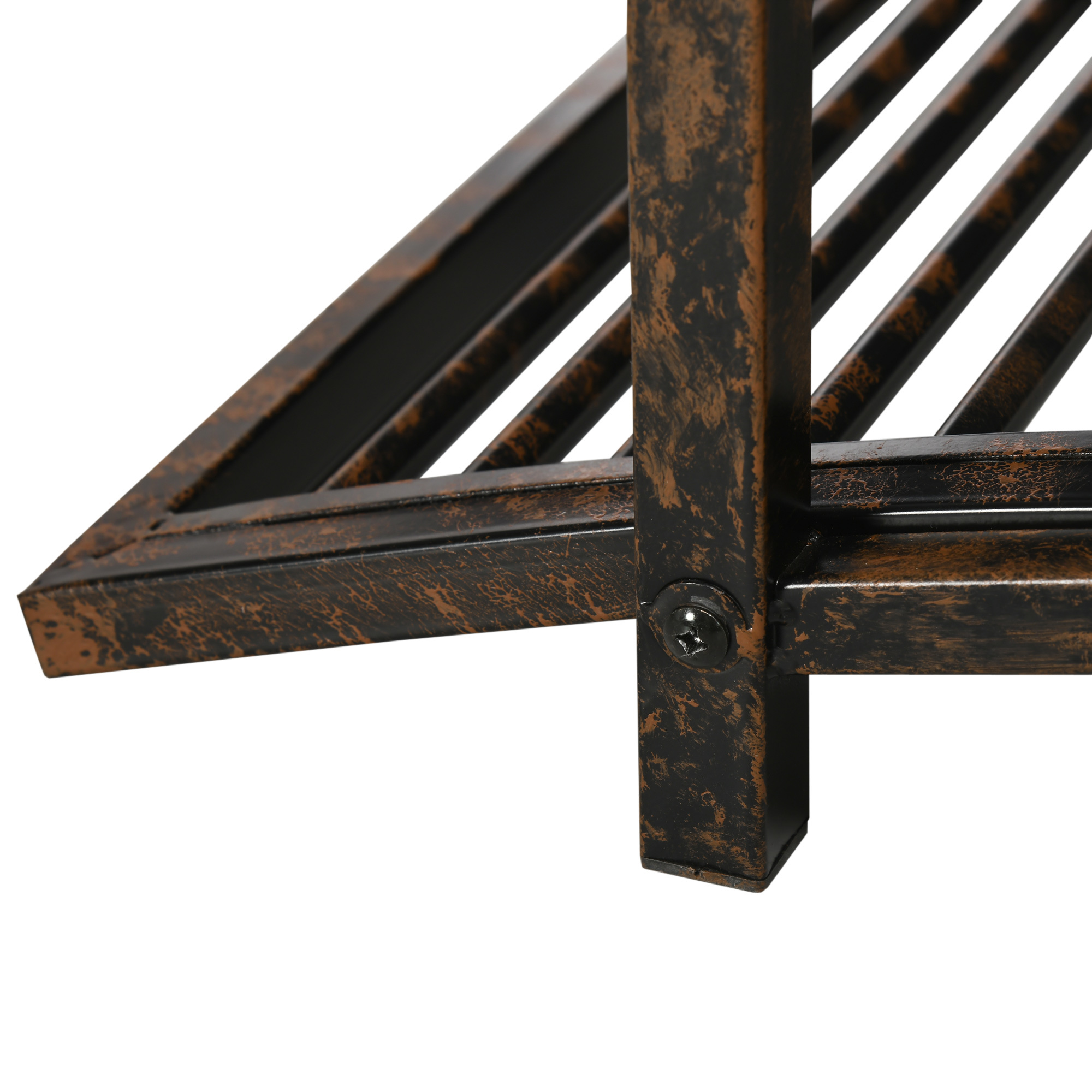 Outsunny 3.3FT Metal Arch Zen Garden Bridge with Safety Siderails, Decorative Footbridge, Delicate Floral Scrollwork for Stream, Fish Pond, Brown - Image 10