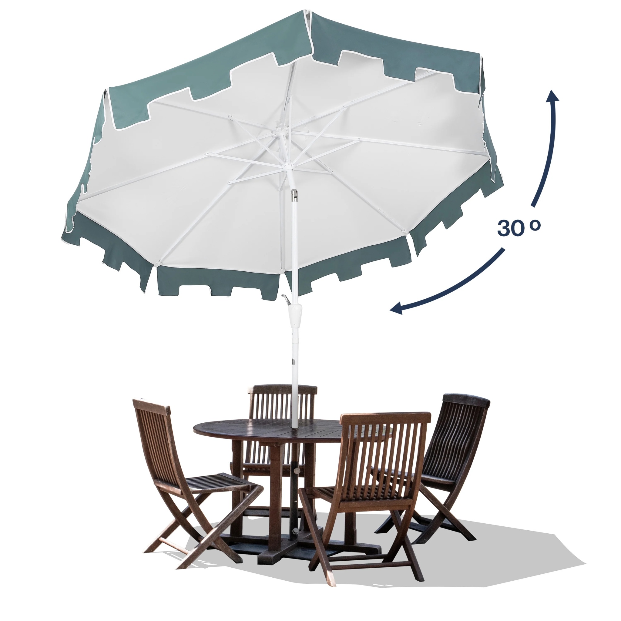 JONATHAN Y Baiona 9 ft. Market Patio Umbrella, Classic Mid-Century with UV Protection, Auto-Tilt, Crank and Wind Vent, White/Coral Pink - Image 16