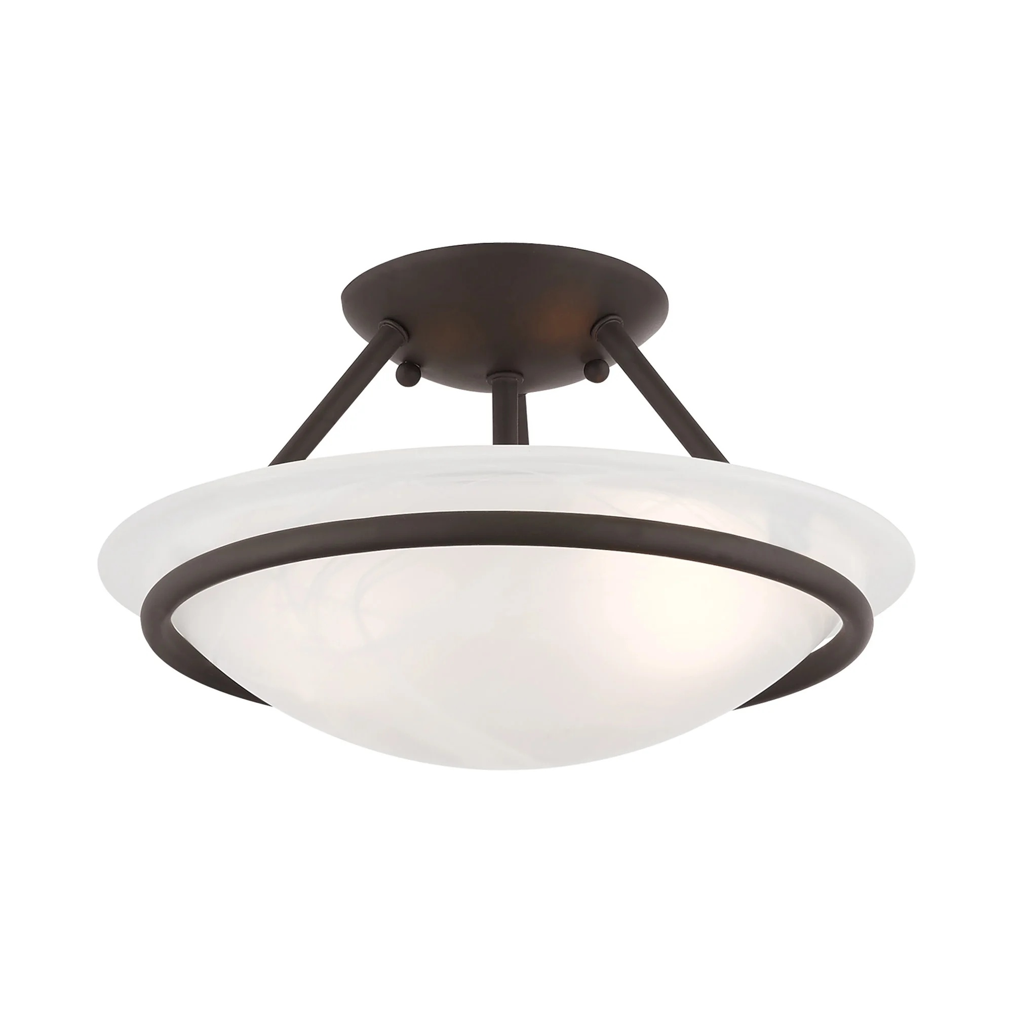 Livex Lighting Newburgh Black/White Stainless Steel/Alabaster Glass Ceiling Mount - Image 9