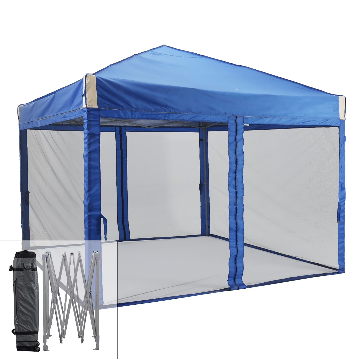 YUONAO 10x10 ft Pop Up Canopy Tent with Mesh Sidewalls, Portable Outdoor Shade Tent, Waterproof UV-Resistant Folding Gazebo for Backyard, Patio, Camping, Party(Beige) - Image 8