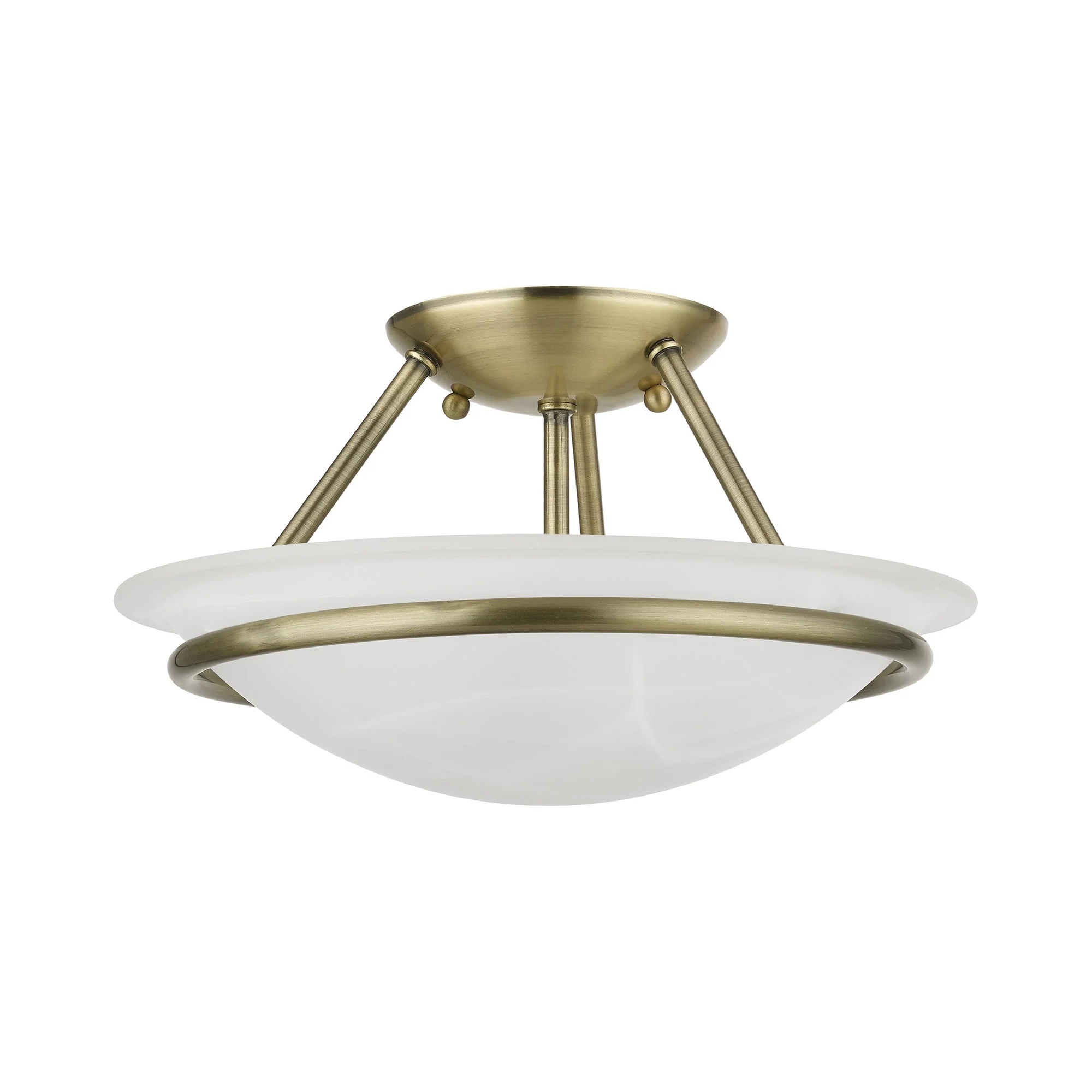 Livex Lighting Newburgh Black/White Stainless Steel/Alabaster Glass Ceiling Mount - Image 6