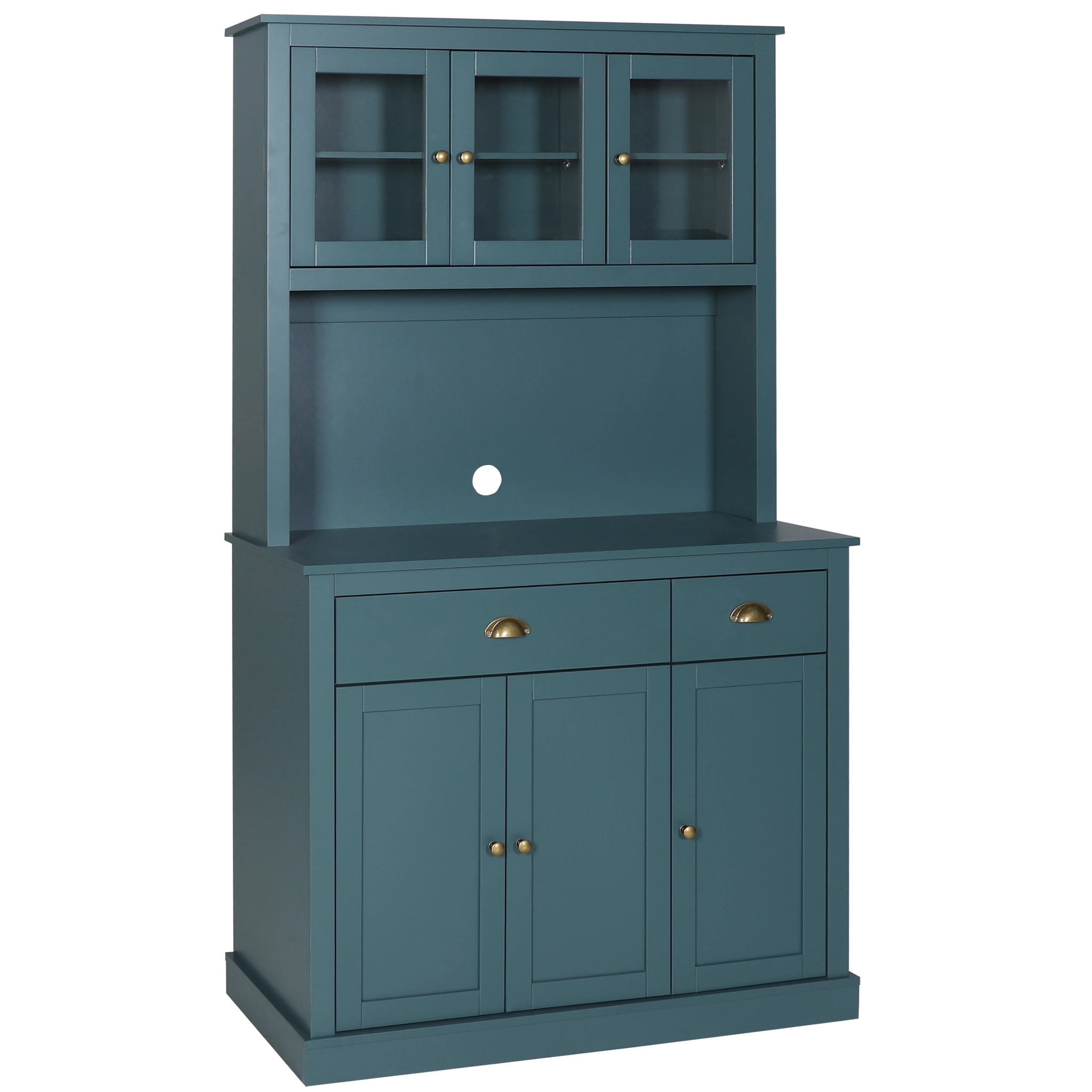 VEIKOUS 71''H Pantry Cabinet Kitchen Hutch Pantry Storage Buffet Cabinet w/ Microwave Stand, 6 Cupboard and 2 Drawer, Blue - Image 7