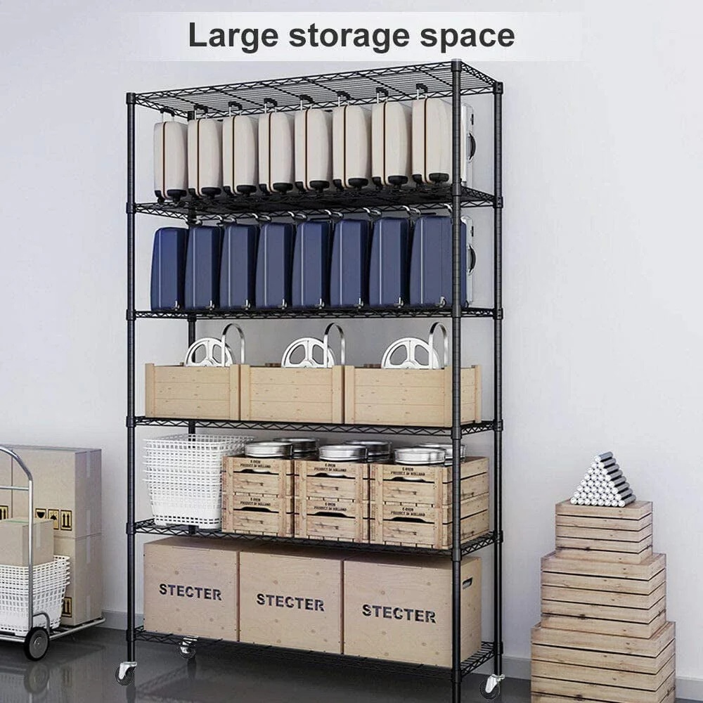 6 Tier Wire Shelving Unit with Wheels Adjustable Storage Shelves Heavy Duty Shelving Easy to Assemble Metal Wire Shelf Standing Garage Shelves for Multifunctional Home Storage,2100 Lbs Weight Capacity - Image 7