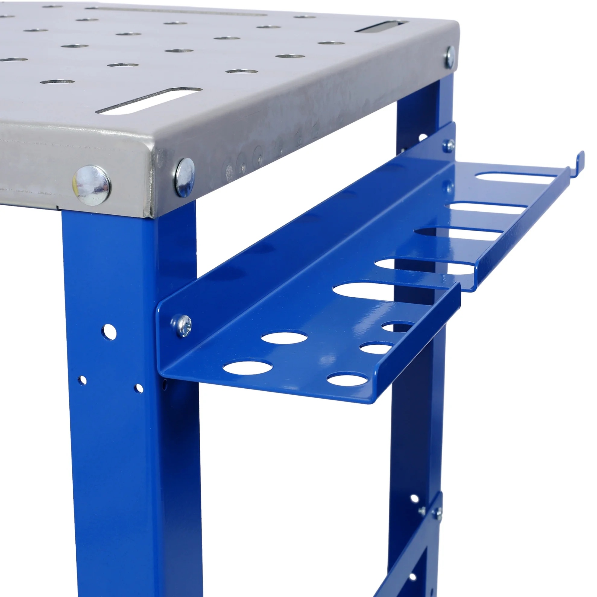 Heavy-Duty 36" x 18" Steel Welding Table 1200lbs Load Capacity Portable Workbench on Wheels with Braking Casters 82 5/8" Fixture Holes & Tool Slots Built-in Tool Tray - Image 8