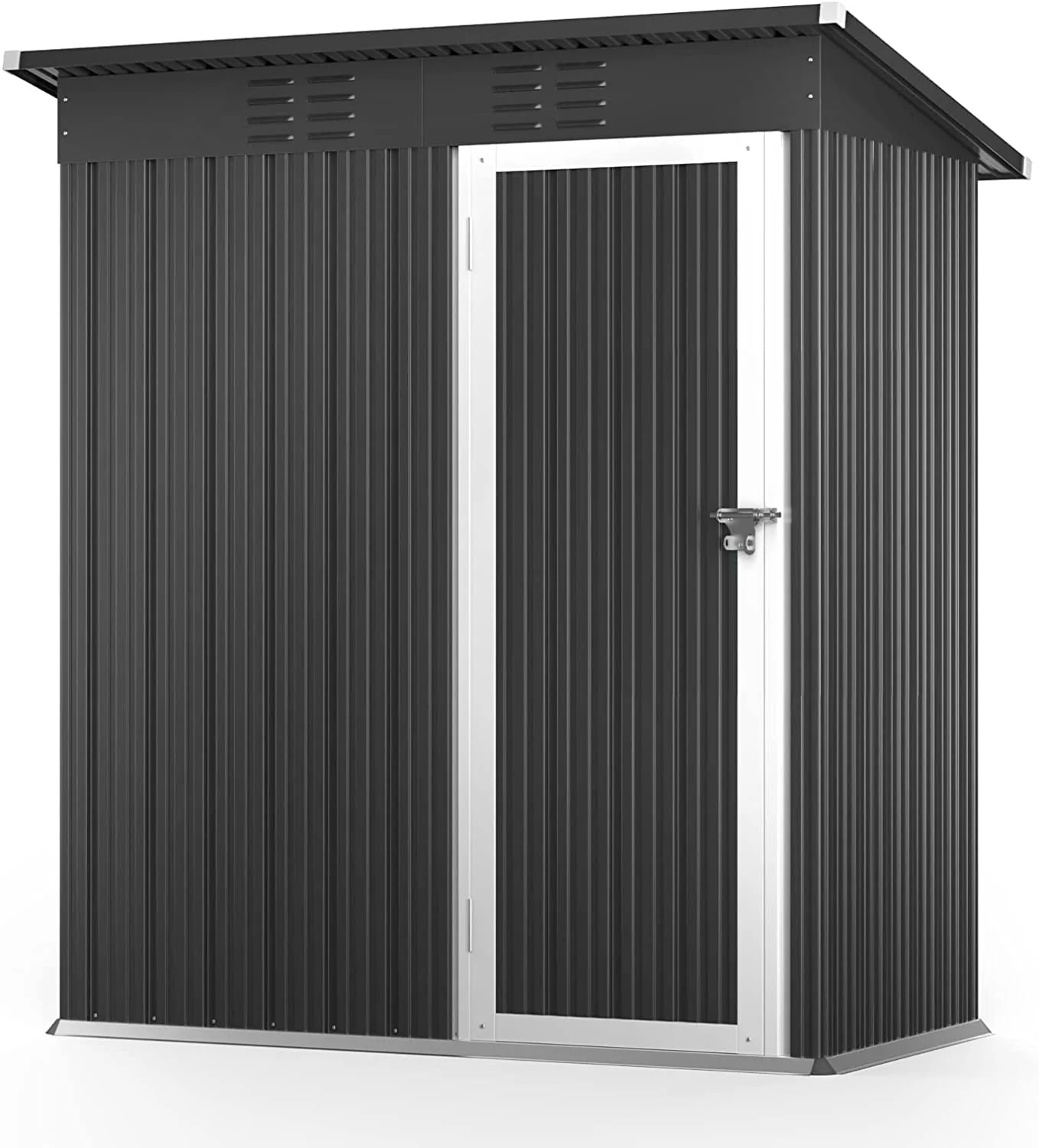 5' x 3' Outdoor Storage Shed, Metal Outdoor Storage Cabinet with Single Lockable Door, Waterproof Tool Shed,Gray - Image 5